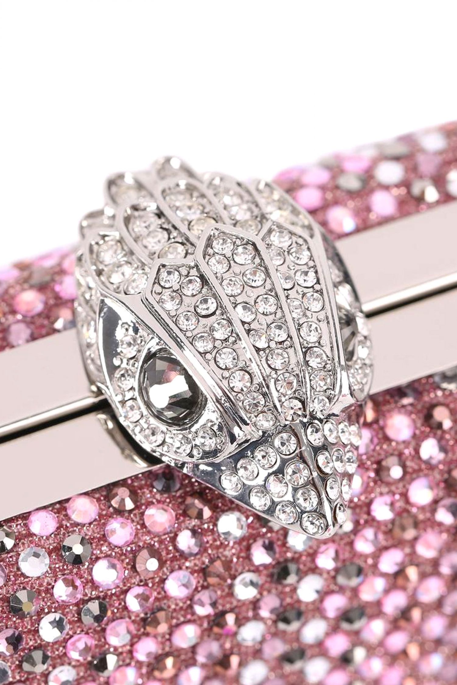 KURT GEIGER TΣΑΝΤΑ CROSSBODY/ΩΜΟΥ CRYSTAL KENSINGTON CLUTCH ΣΤΡΑΣ ΑΛΥΣΙΔΑ LOGO ΡΟΖ φωτογραφία