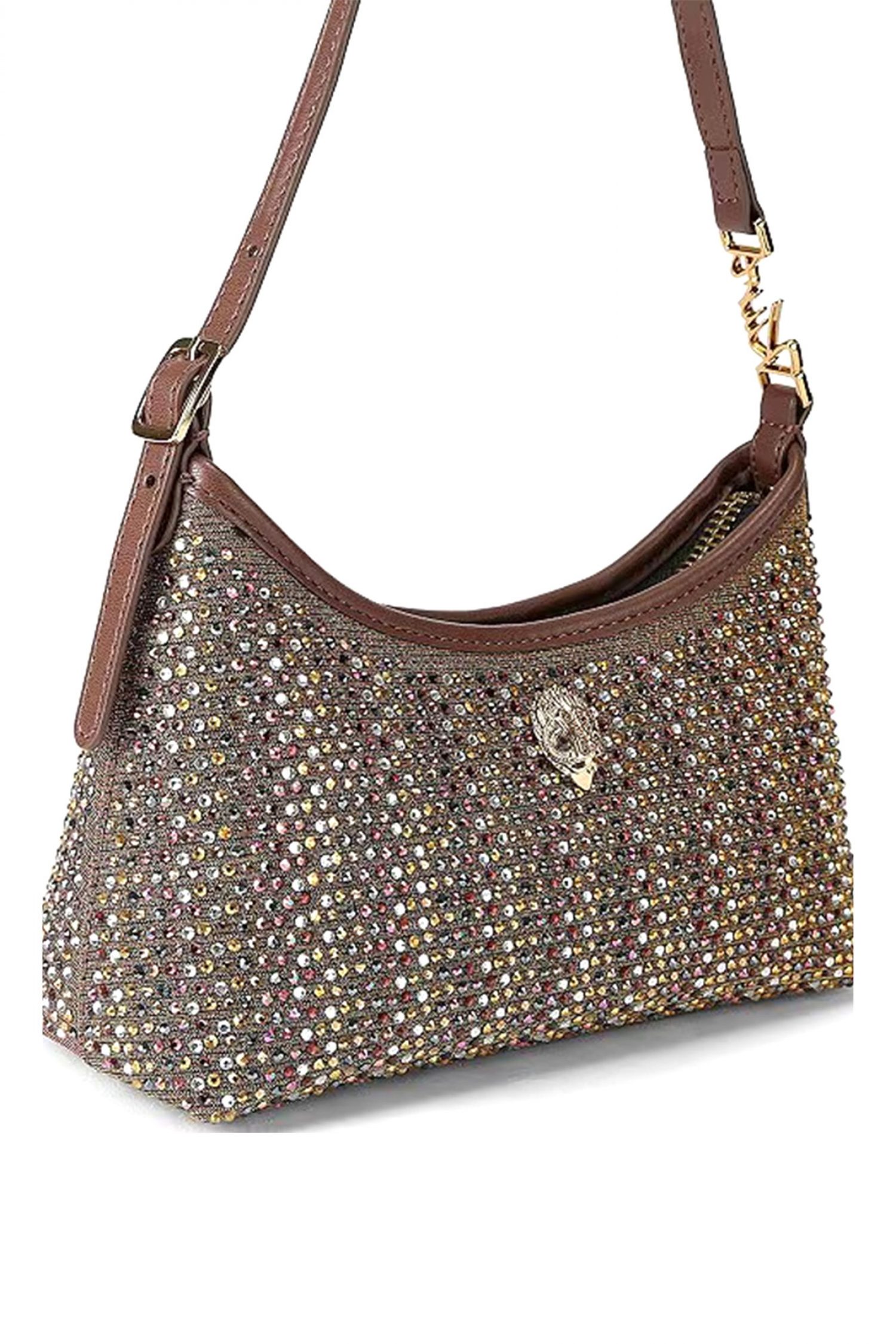 KURT GEIGER ΤΣΑΝΤΑΚΙ ΩΜΟΥ FABRIC KURT SLING ΠΟΛΥΧΡΩΜΑ ΣΤΡΑΣ MΠΡΟΝΖΕ