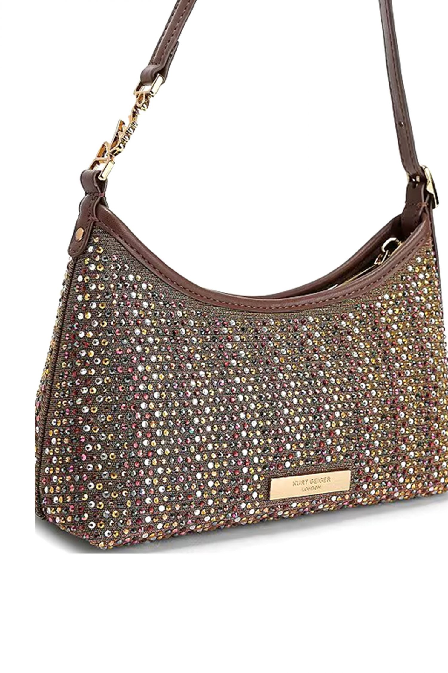 KURT GEIGER ΤΣΑΝΤΑΚΙ ΩΜΟΥ FABRIC KURT SLING ΠΟΛΥΧΡΩΜΑ ΣΤΡΑΣ MΠΡΟΝΖΕ