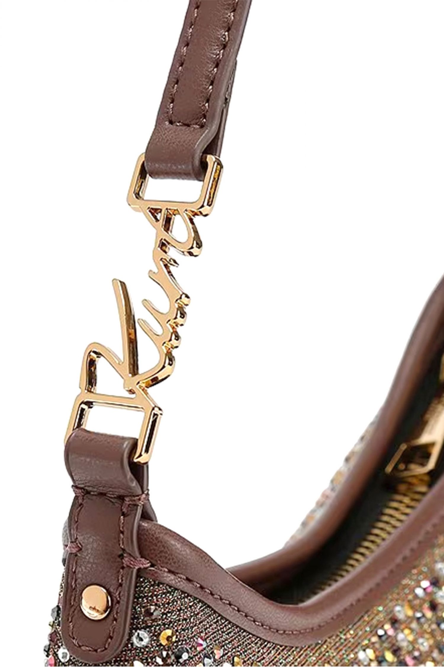 KURT GEIGER ΤΣΑΝΤΑΚΙ ΩΜΟΥ FABRIC KURT SLING ΠΟΛΥΧΡΩΜΑ ΣΤΡΑΣ MΠΡΟΝΖΕ