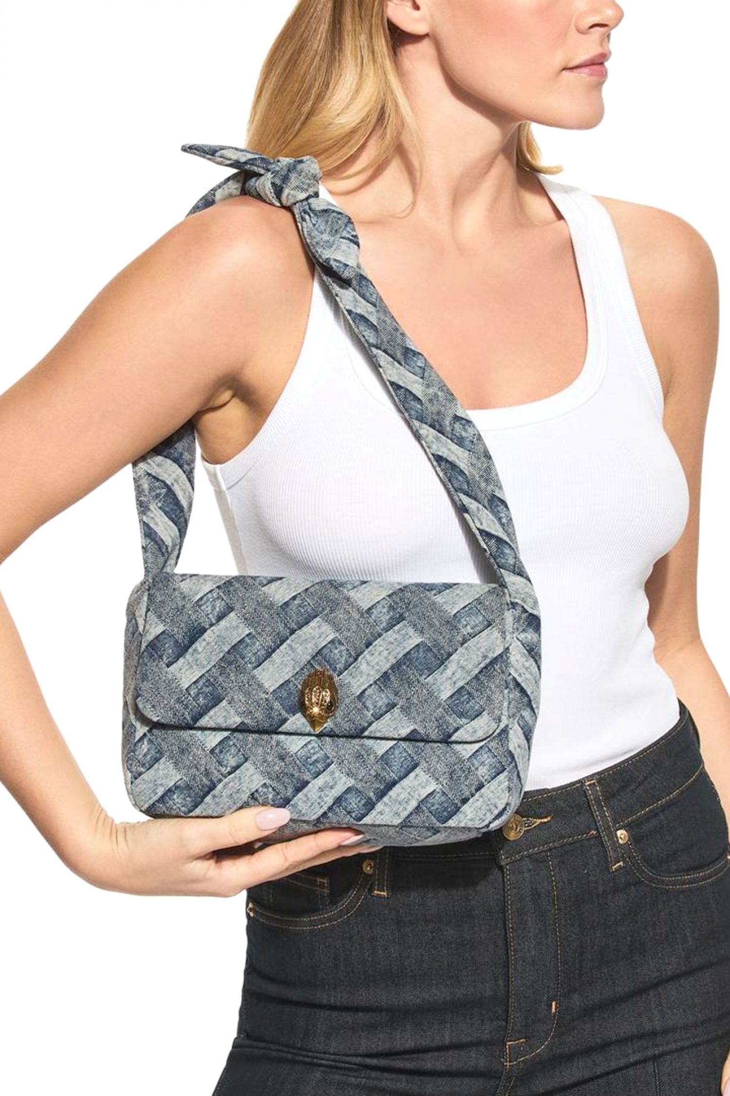 KURT GEIGER ΤΣΑΝΤΑ ΩΜΟΥ ΚENSINGTON KNOT SHOULDER TZIN LOGO DENIM