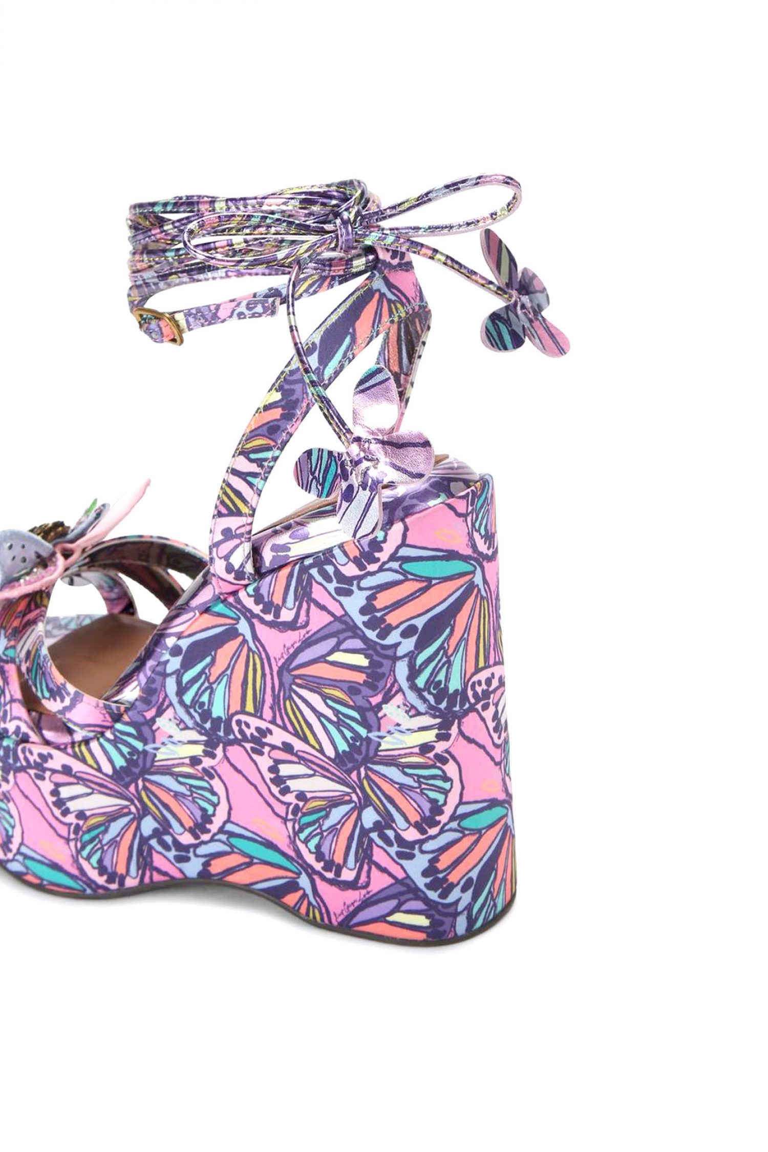 KURT GEIGER ΠΑΠΟΥΤΣΙΑ ΠΛΑΤΦΟΡΜΕΣ BUTTERFLY ANKLE TIE WEDGE LOGO ΠΟΛΥΧΡΩΜΟ/MΩΒ