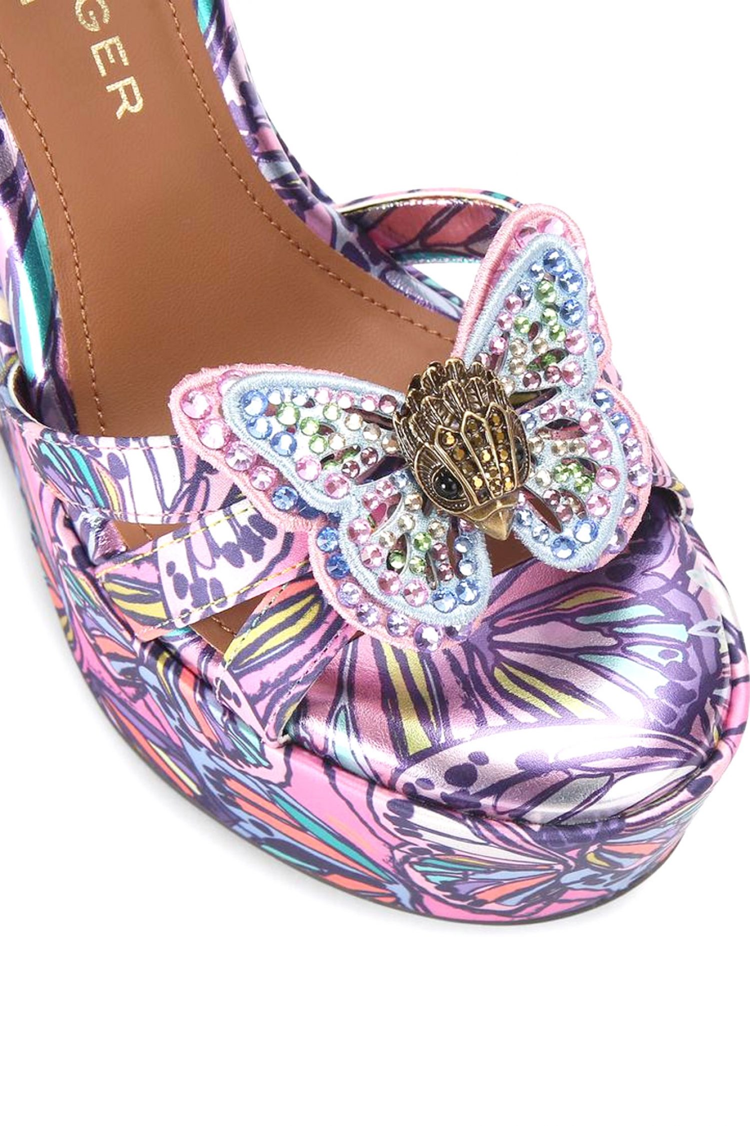 KURT GEIGER ΠΑΠΟΥΤΣΙΑ ΠΛΑΤΦΟΡΜΕΣ BUTTERFLY ANKLE TIE WEDGE LOGO ΠΟΛΥΧΡΩΜΟ/MΩΒ