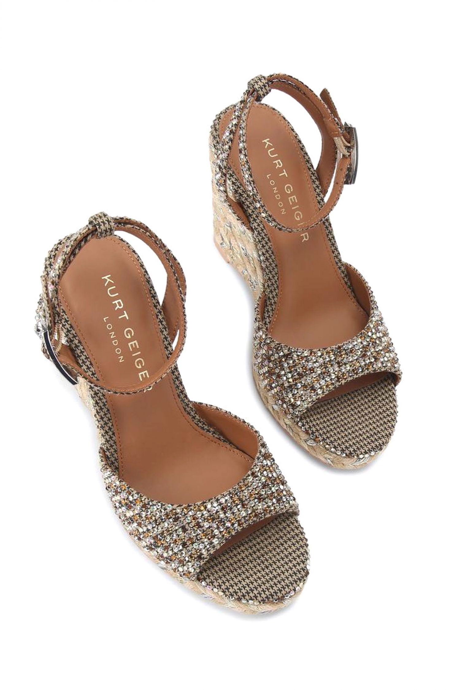 KURT GEIGER ΠΑΠΟΥΤΣΙΑ ΠΛΑΤΦΟΡΜΕΣ ESPADRILLE WEDGE ΣΤΡΑΣ LOGO ΜΠΕΖ/ΧΡΥΣΟ φωτογραφία