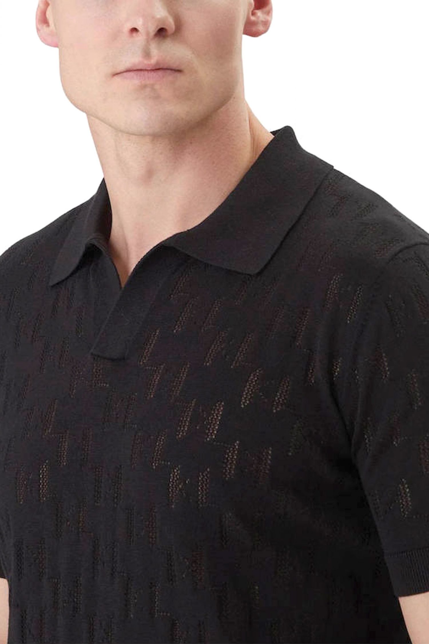 KARL LAGERFELD ΠΛΕΚΤΟ POLO ALL OVER LOGO ΜΑΥΡΟ