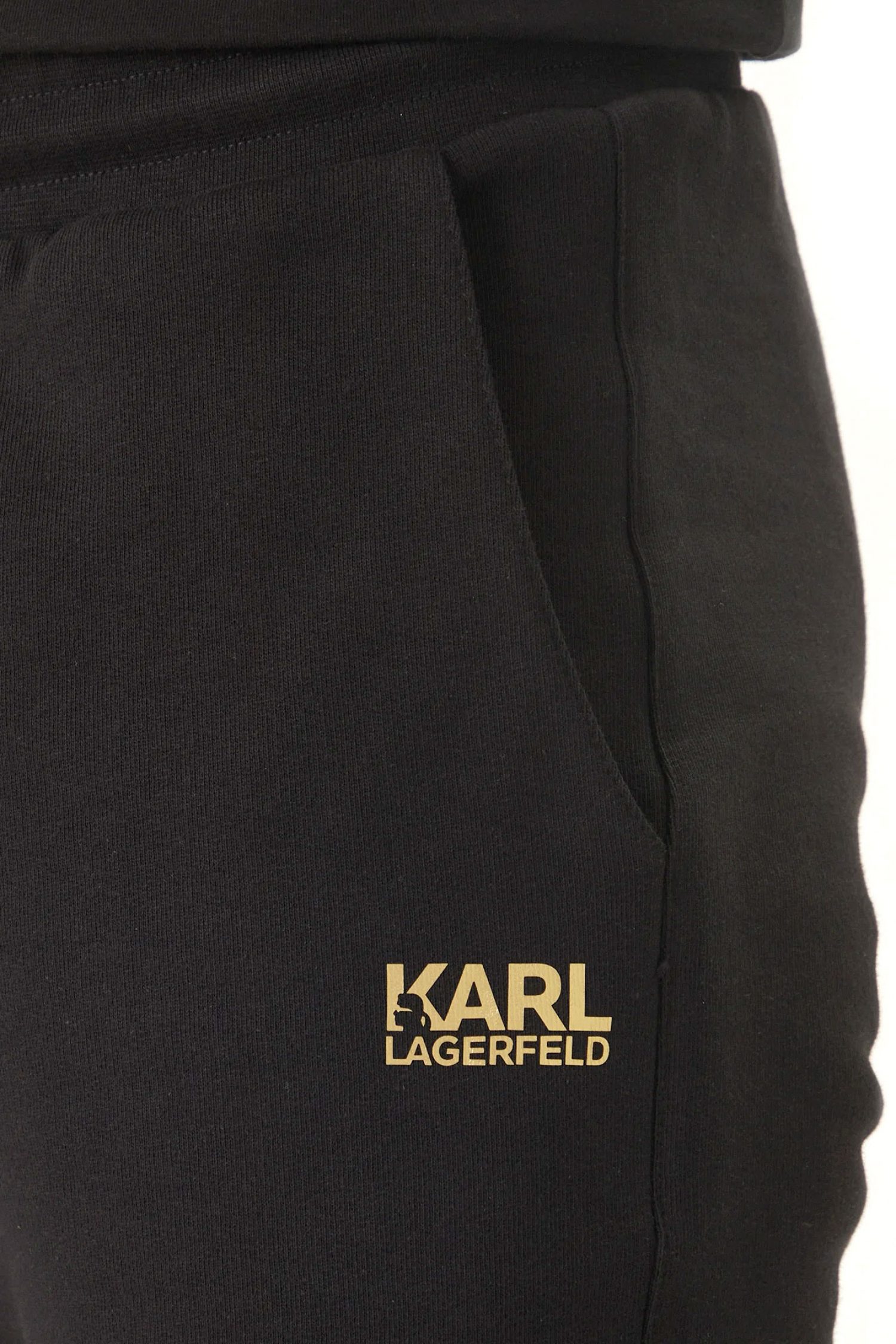 KARL LAGERFELD ΒΕΡΜΟΥΔΑ ΦΟΥΤΕΡ GOLD LOGO ΜΑΥΡΟ
