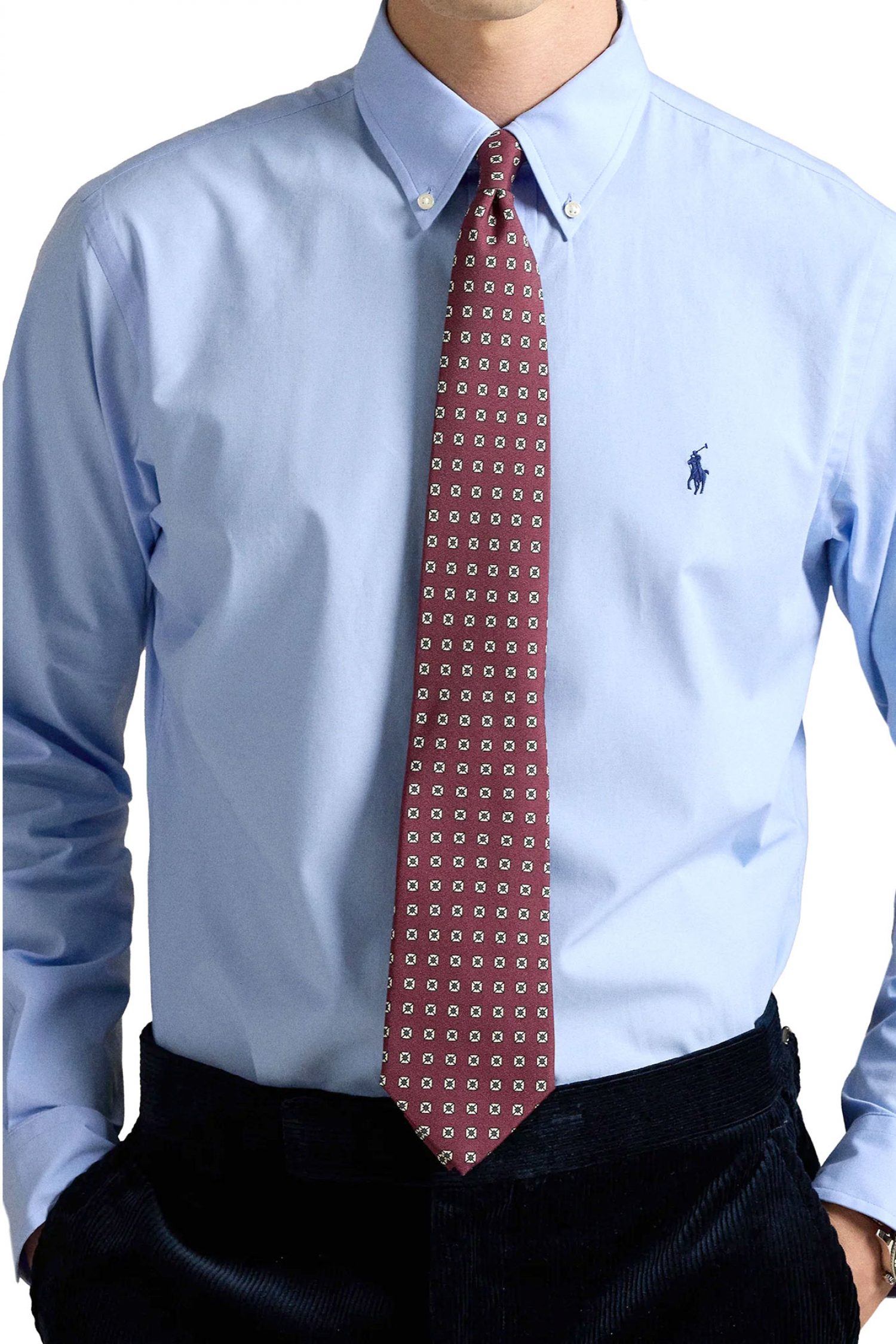 RALPH LAUREN ΠΟΥΚΑΜΙΣΟ BUTTON DOWN CUSTOM FIT LOGO ΣΙΕΛ