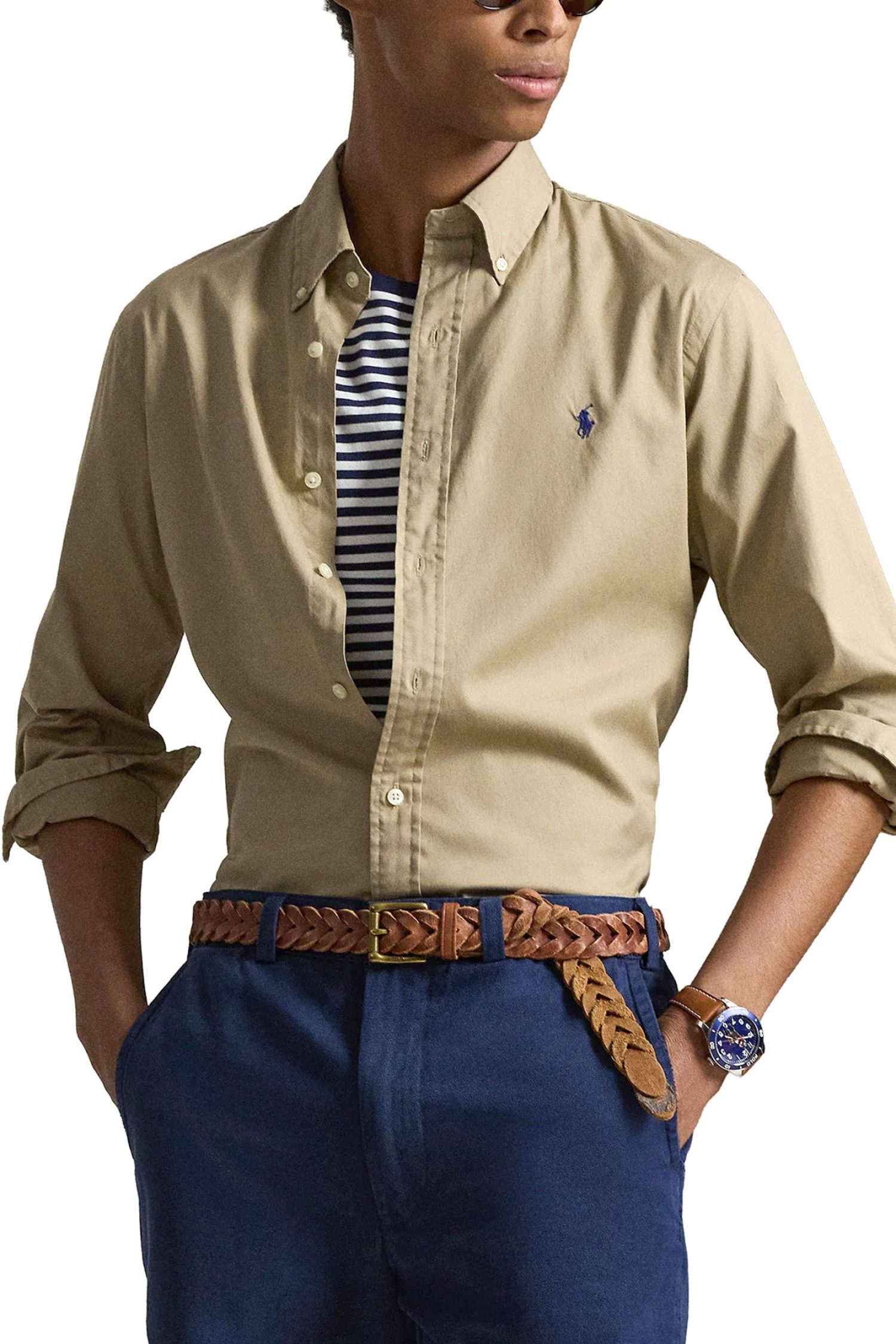 RALPH LAUREN ΠΟΥΚΑΜΙΣΟ BUTTON DOWN FEATHER WEIGHT TWILL ΜΠΕΖ