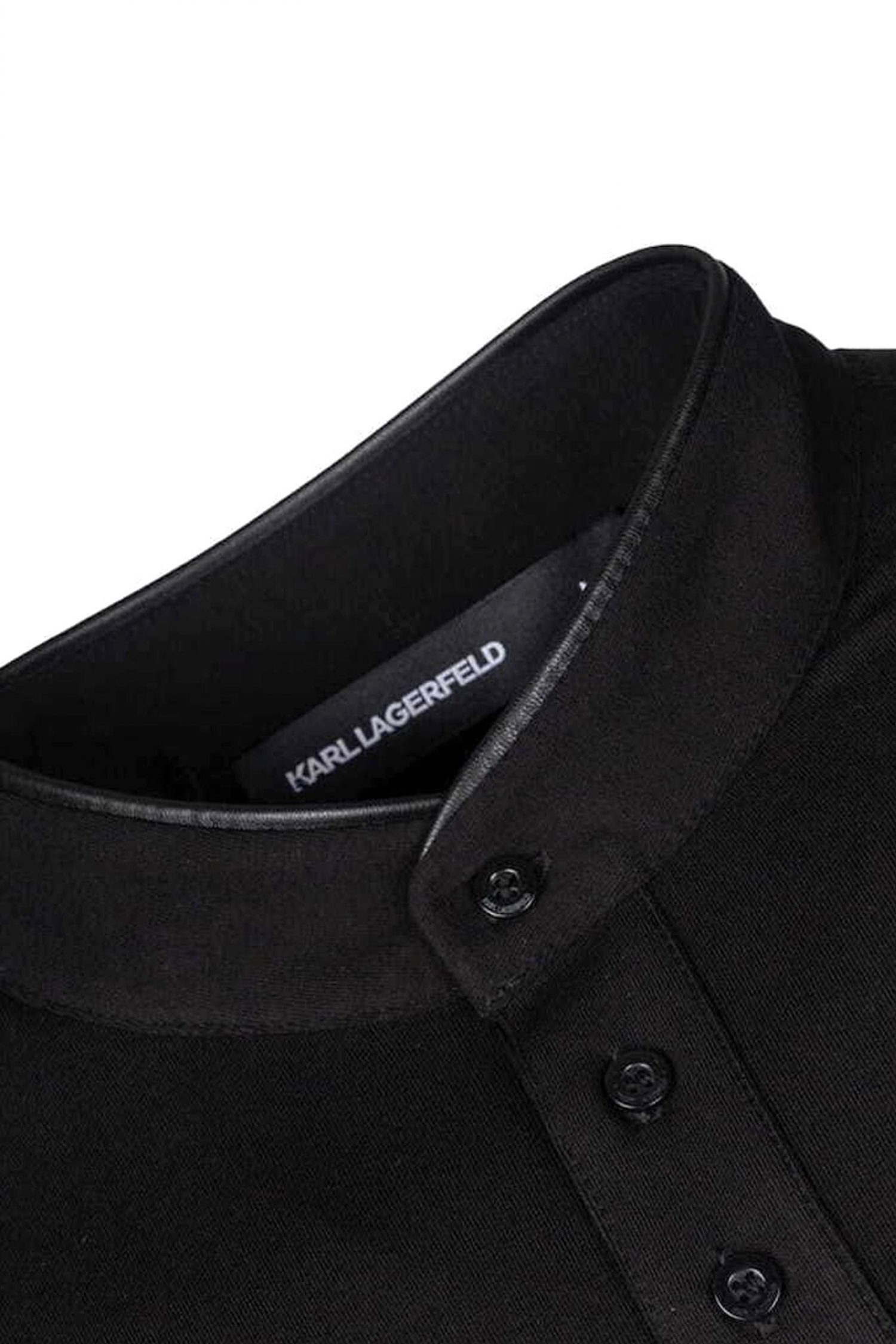 KARL LAGERFELD T-SHIRT HALFBUTTON LOGO ΜΑΥΡΟ