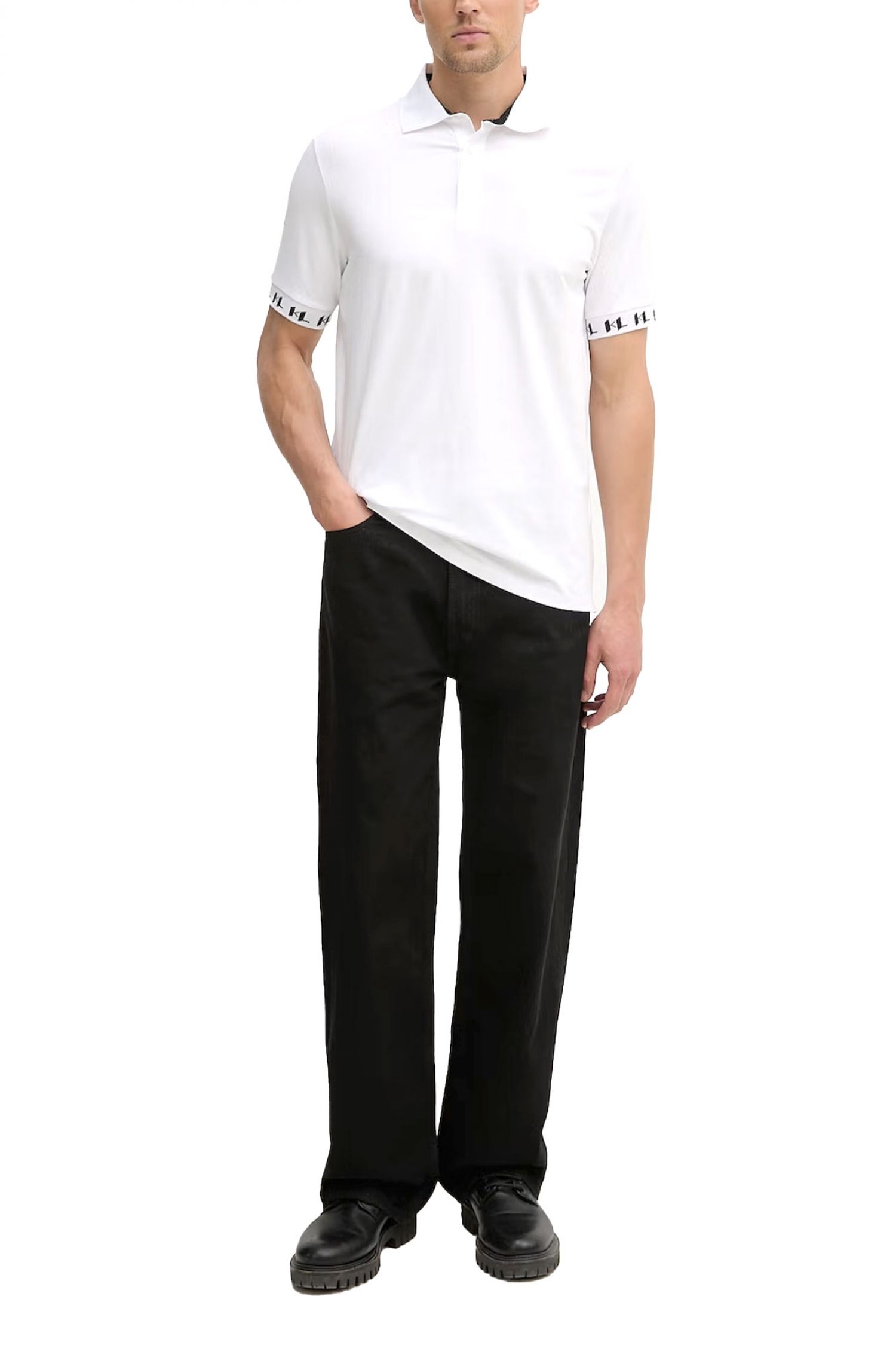 KARL LAGERFELD POLO LOGO SLEEVES ΛΕΥΚΟ