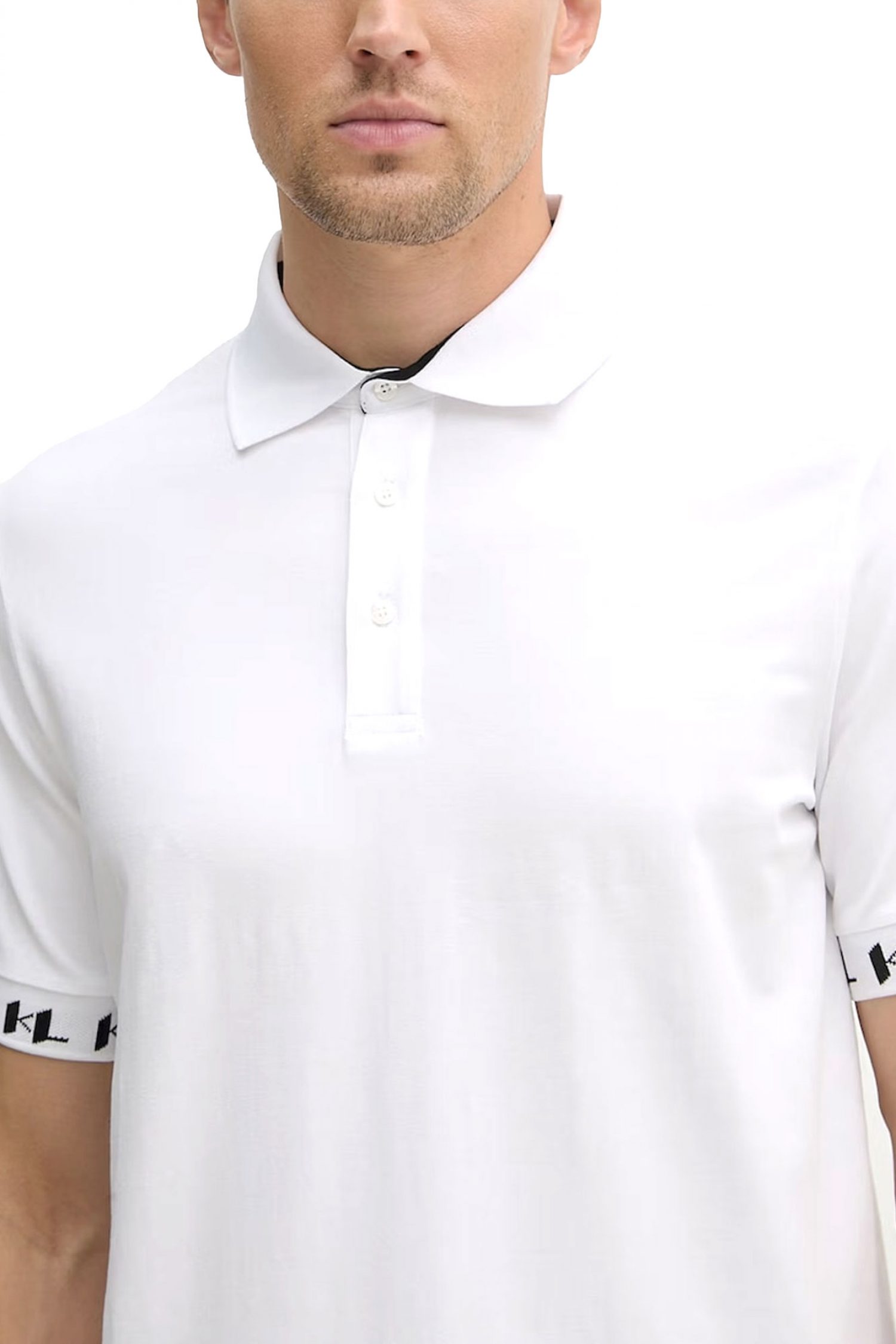 KARL LAGERFELD POLO LOGO SLEEVES ΛΕΥΚΟ