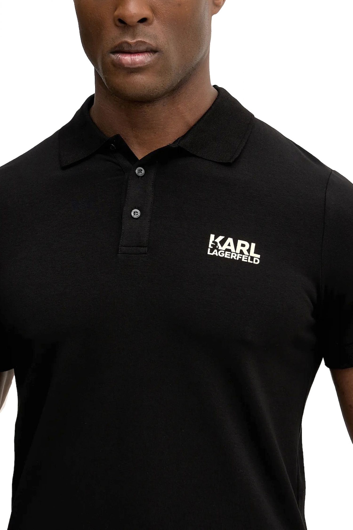 KARL LAGERFELD POLO GOLD LOGO ΜΑΥΡΟ
