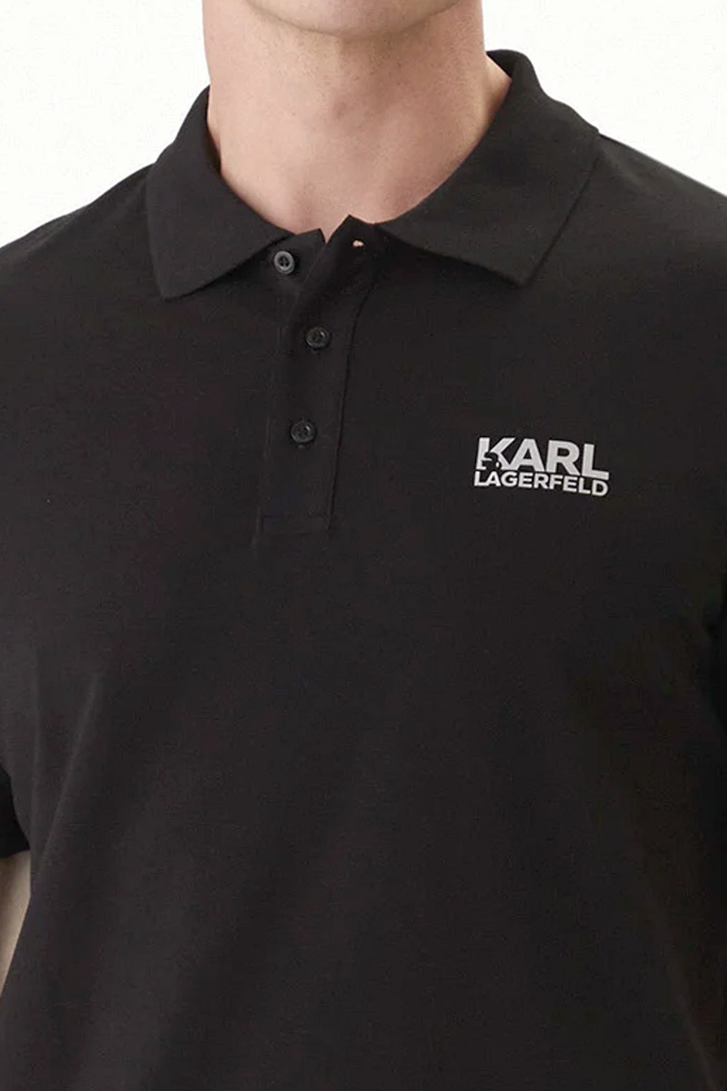 KARL LAGERFELD POLO LOGO ΜΑΥΡΟ
