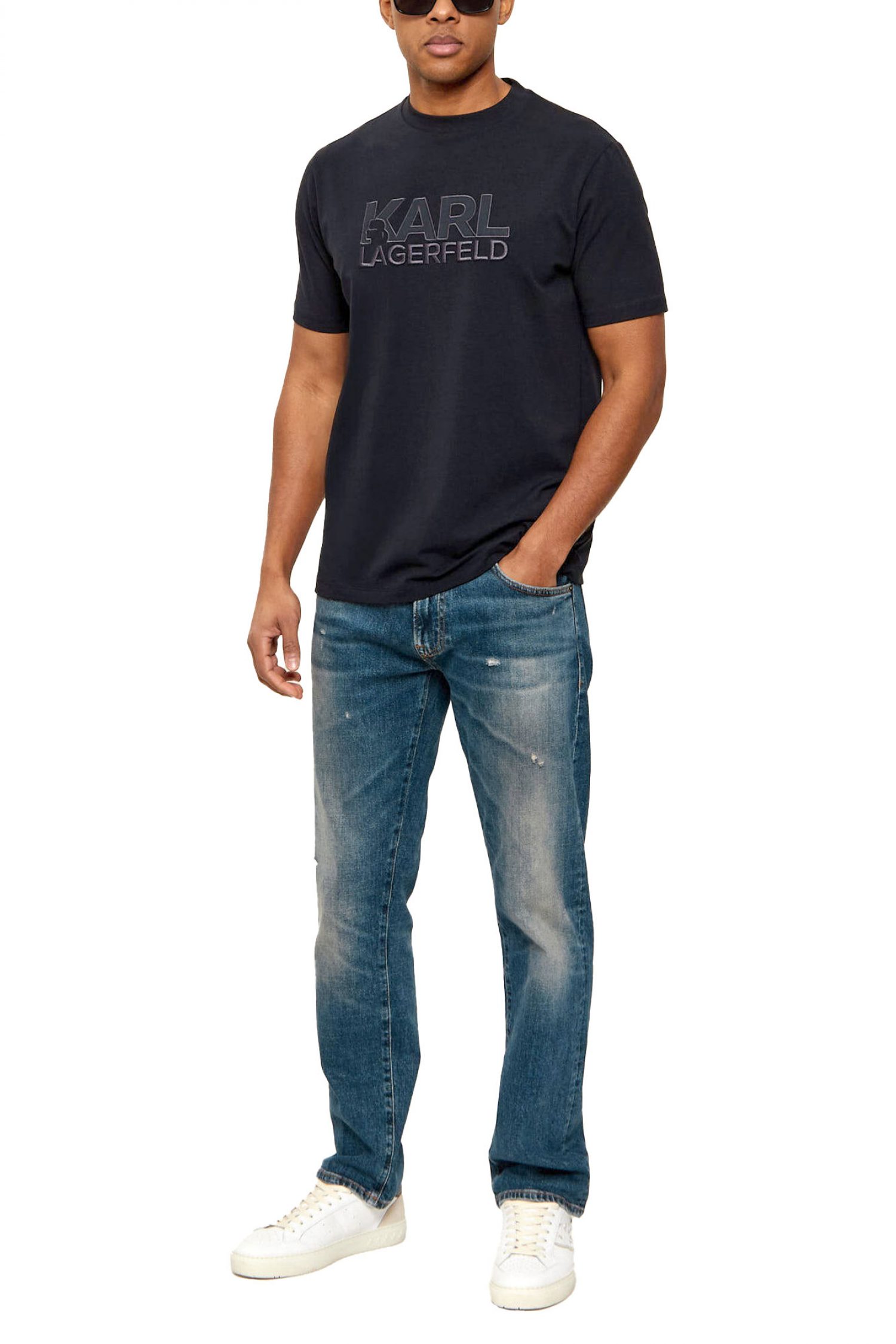 KARL LAGERFELD T-SHIRT LOGO ΜΠΛΕ