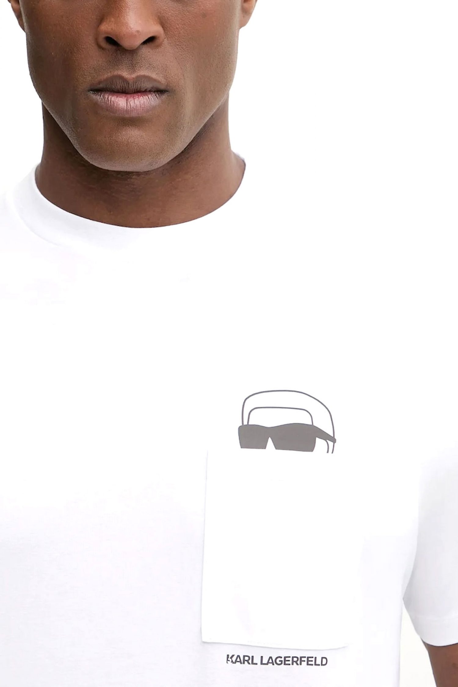 KARL LAGERFELD T-SHIRT CREW NECK LOGO POCKET ΛΕΥΚΟ