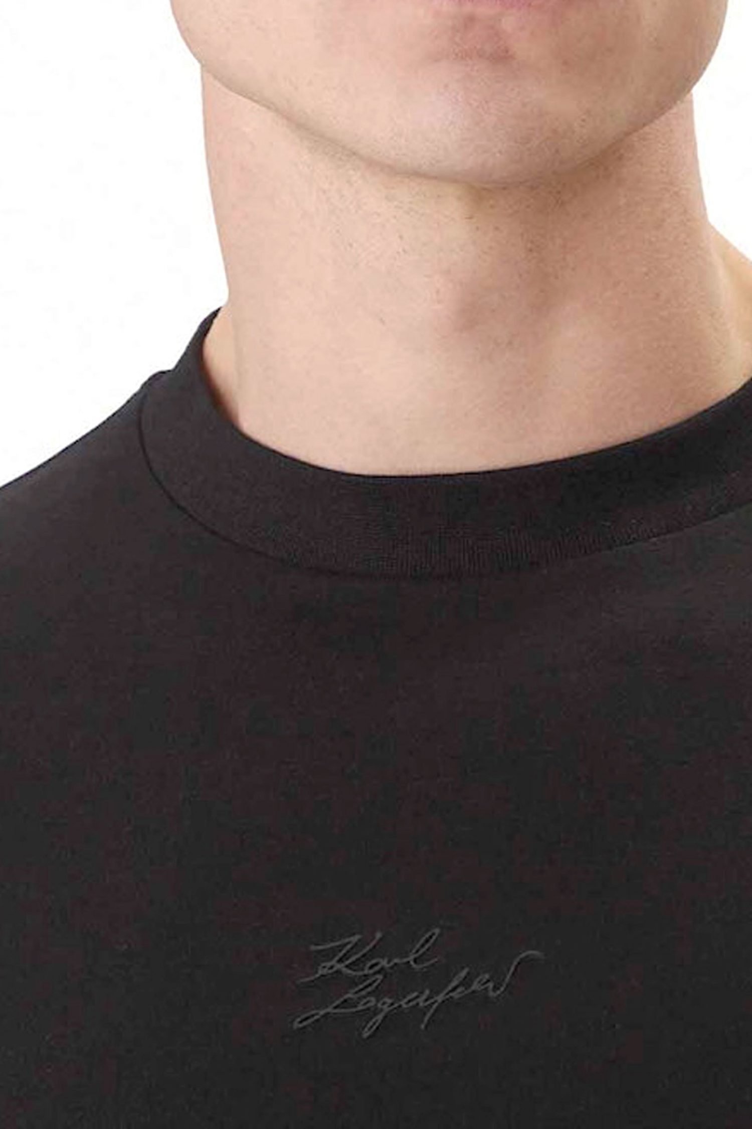 KARL LAGERFELD T-SHIRT CREW NECK LOGO ΜΑΥΡΟ