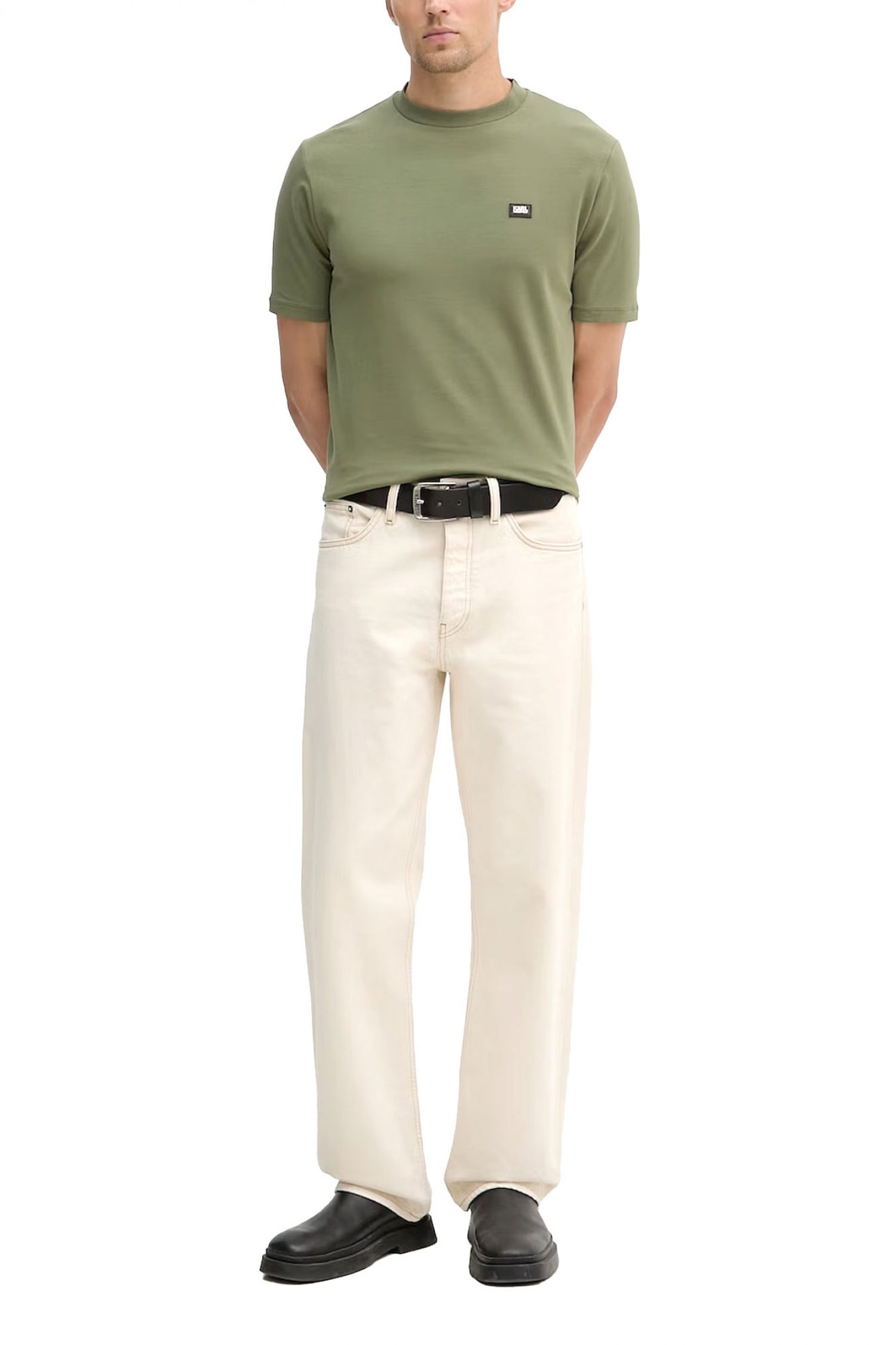 KARL LAGERFELD T-SHIRT CREW NECK METALLIC LOGO ΧΑΚΙ