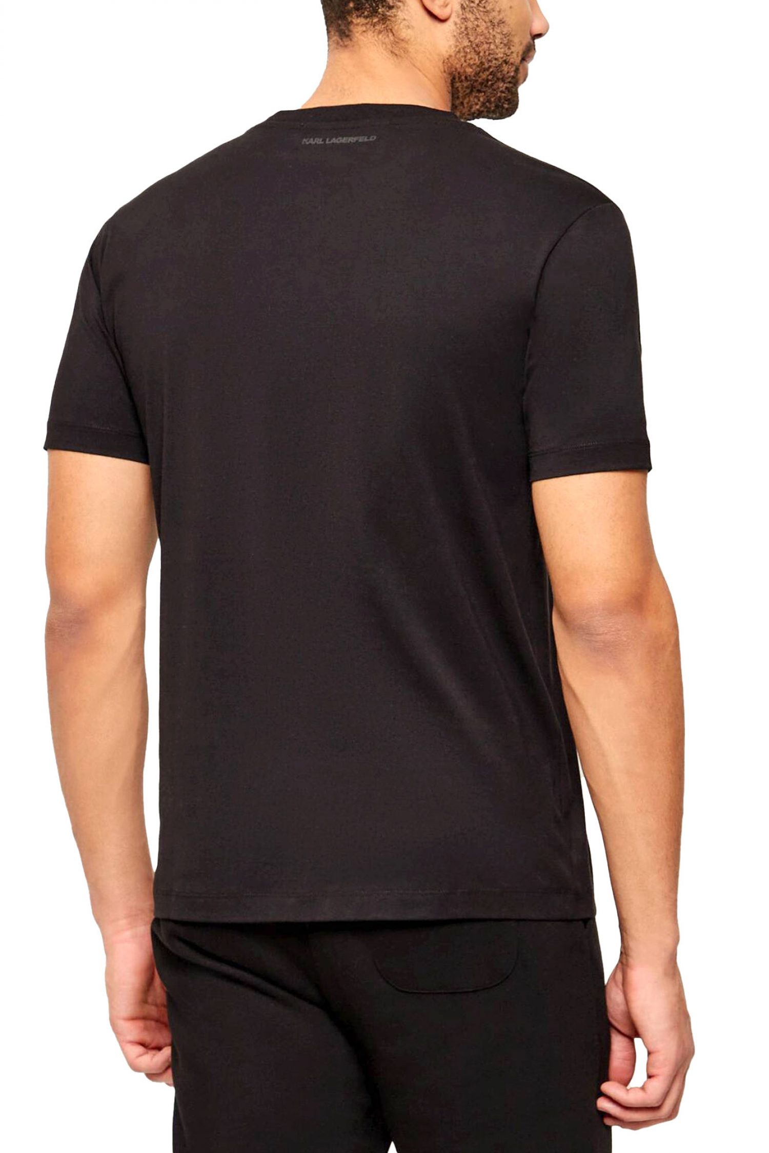 KARL LAGERFELD T-SHIRT CREW NECK GOLD LOGO ΜΑΥΡΟ
