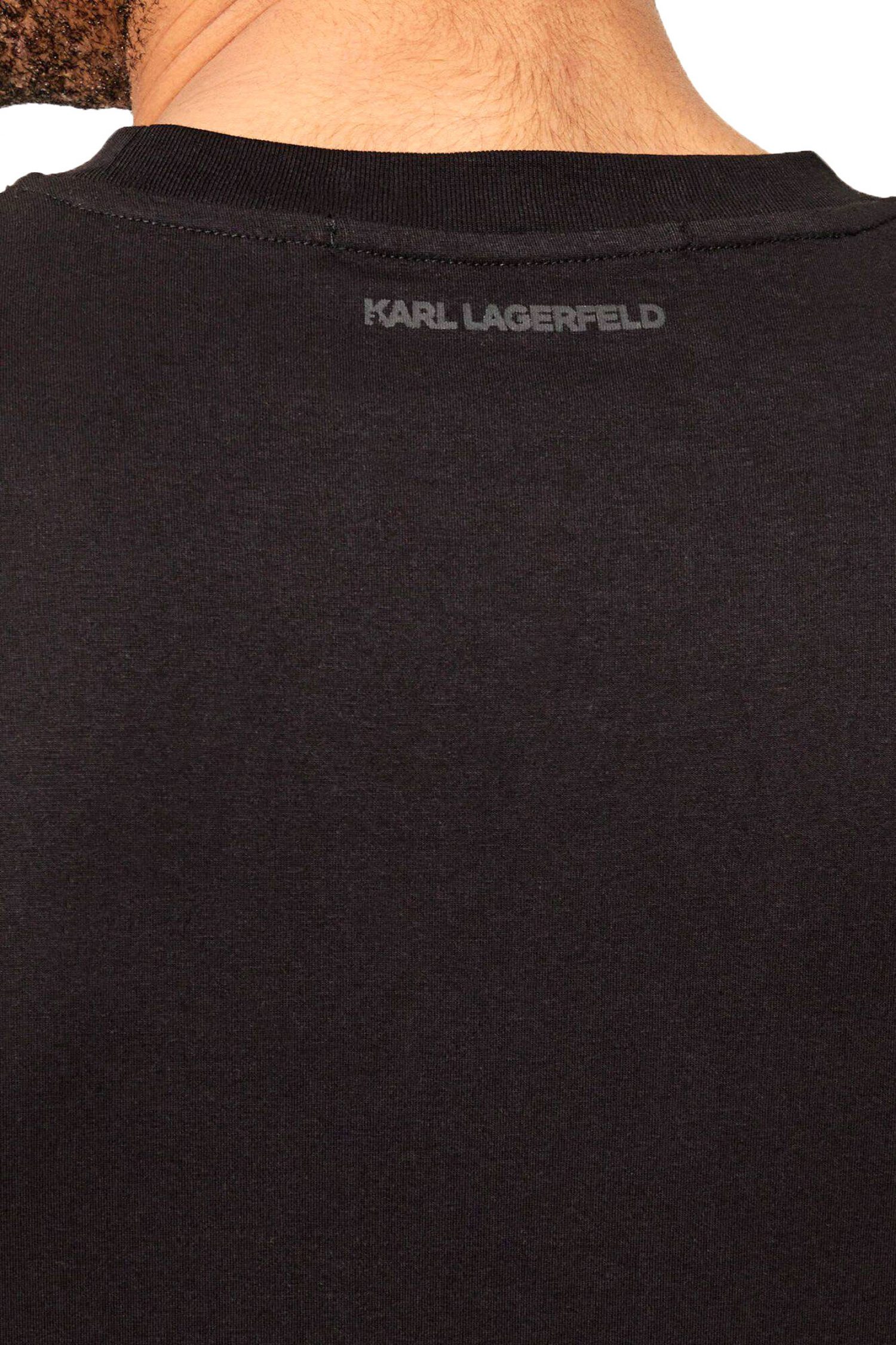 KARL LAGERFELD T-SHIRT CREW NECK GOLD LOGO ΜΑΥΡΟ