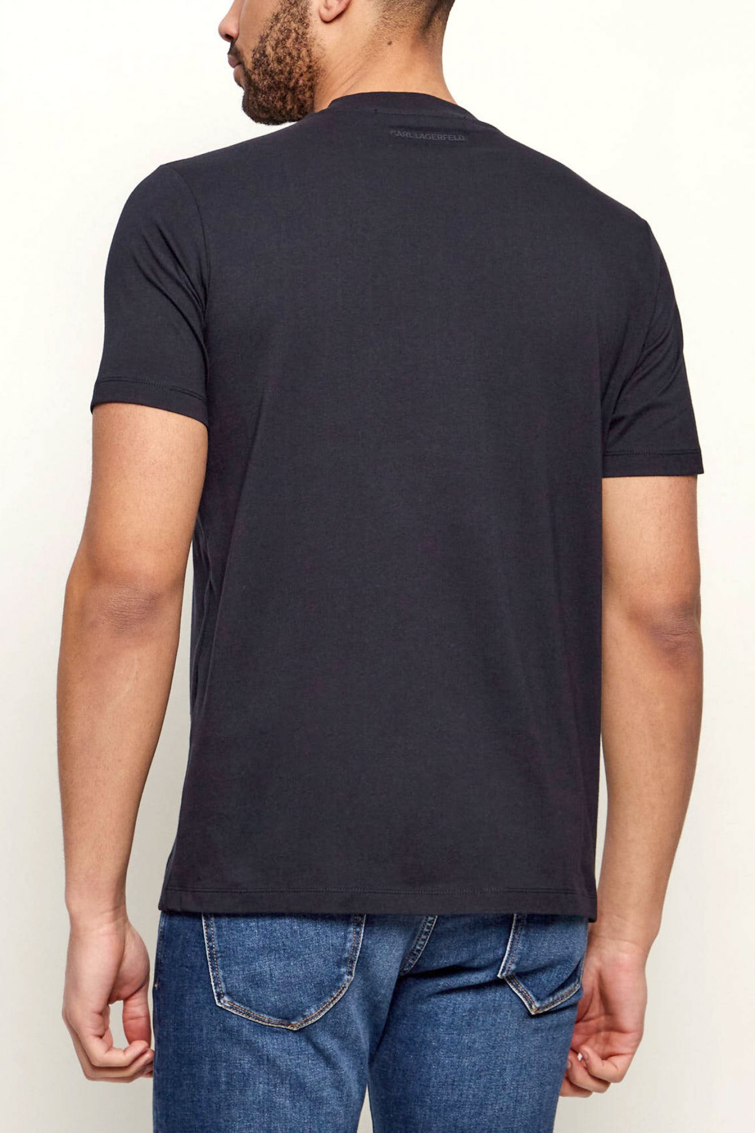 KARL LAGERFELD T-SHIRT CREW NECK LOGO ΜΠΛΕ
