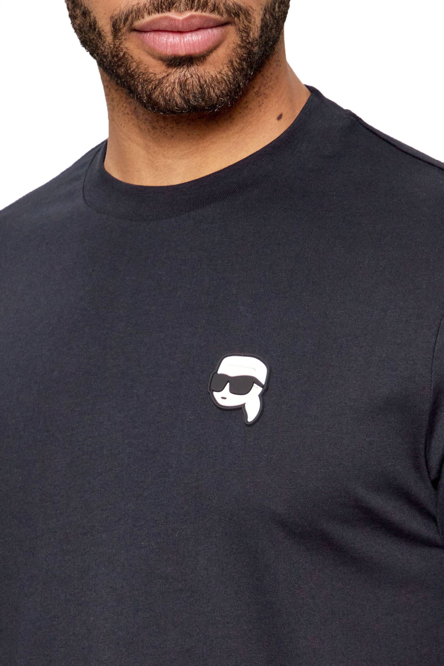 KARL LAGERFELD T-SHIRT CREW NECK LOGO ΜΠΛΕ