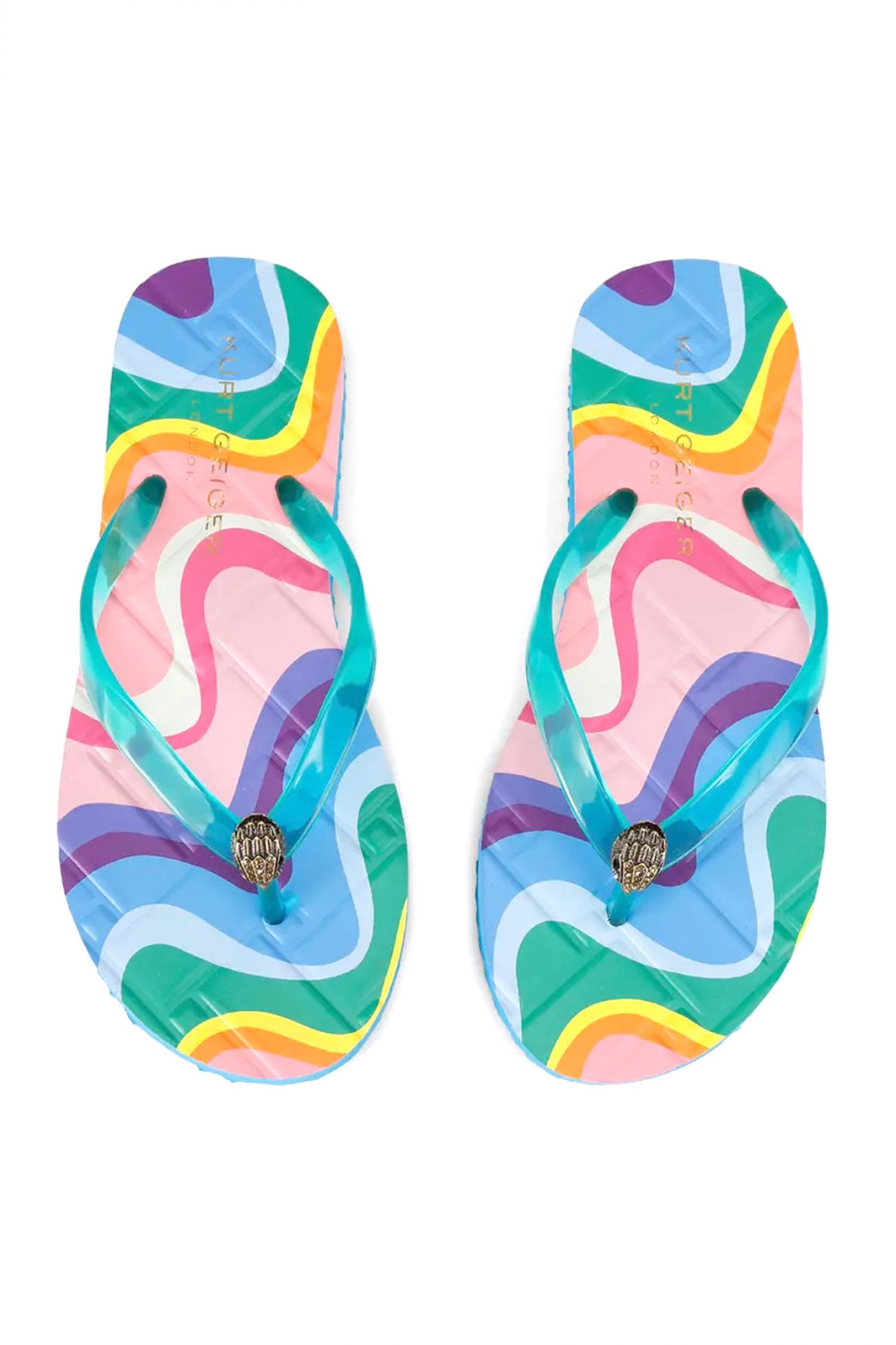 KURT GEIGER ΠΑΠΟΥΤΣΙΑ ΣΑΓΙΟΝΑΡΕΣ KENSINGTON Q FLIP FLOP LOGO ΠΟΛΥΧΡΩΜΟ/ΜΠΛΕ φωτογραφία