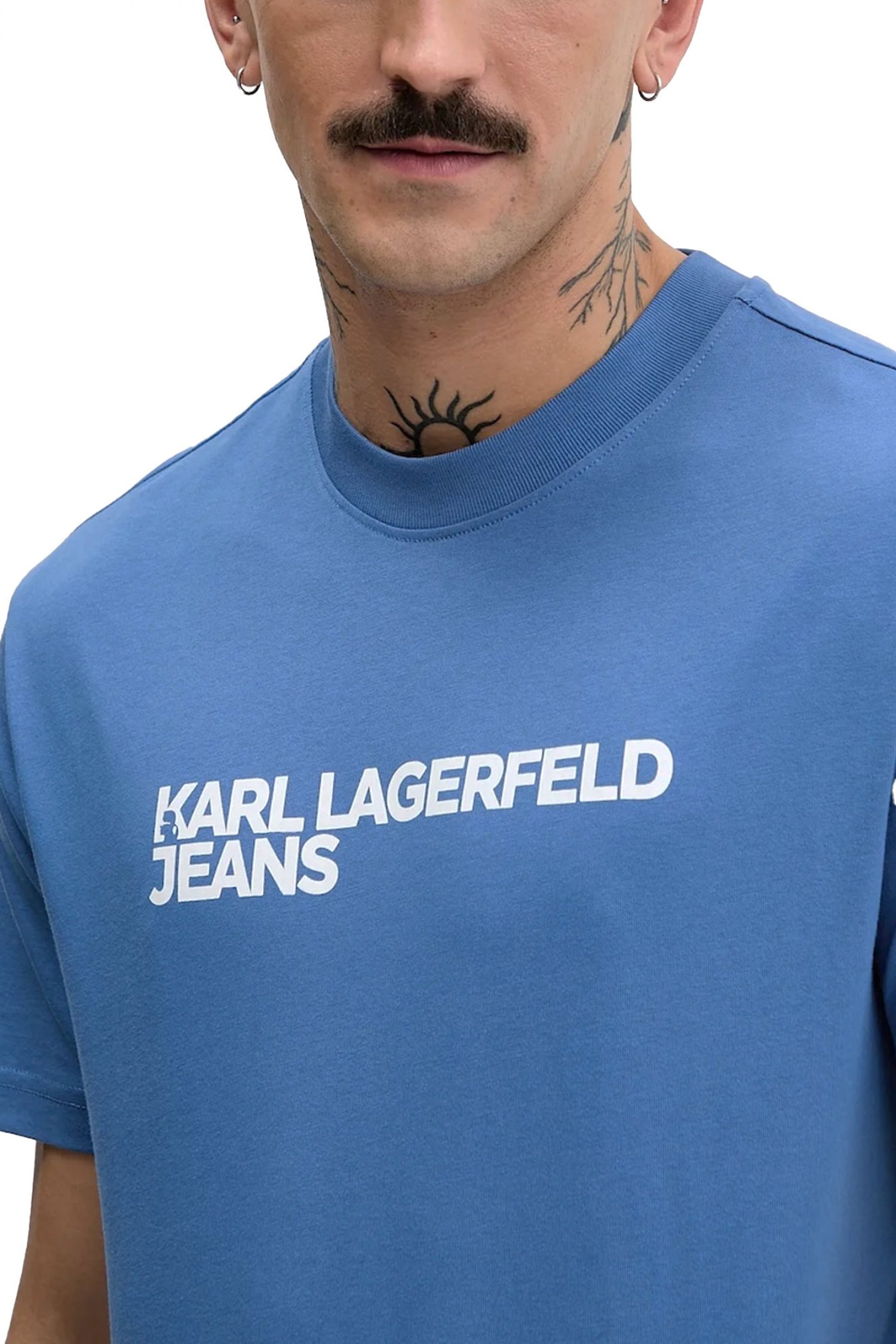KARL LAGERFELD JEANS T-SHIRT REGULAR FIT SS ESSENTIAL TEE ΜΠΛΕ