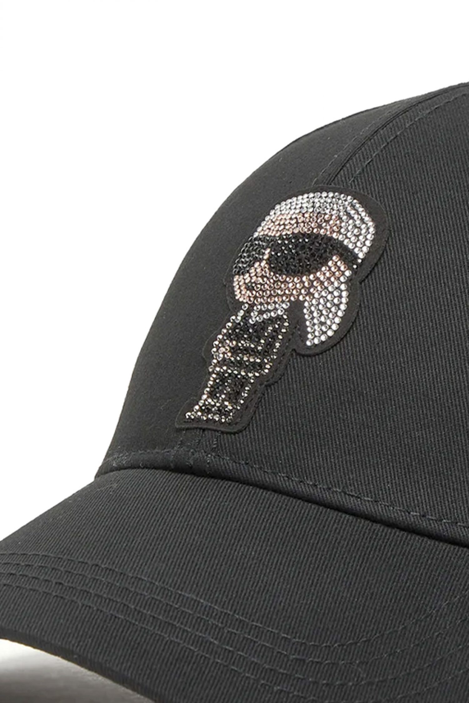KARL LAGERFELD ΚΑΠΕΛΟ IRON RHINESTONES LOGO ΣΤΡΑΣ ΜΑΥΡΟ φωτογραφία