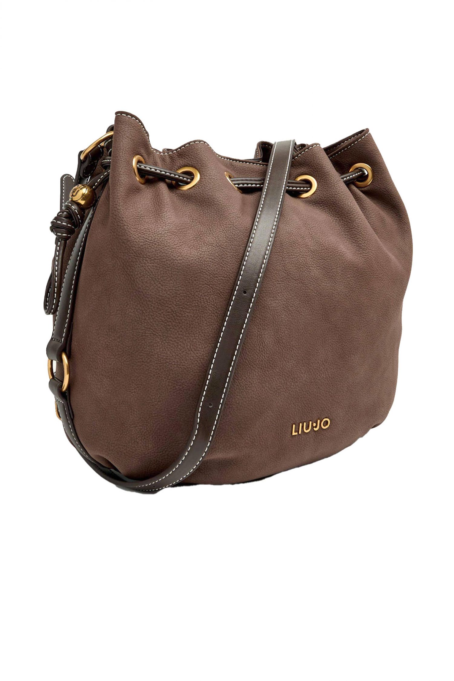 LIU-JO ΤΣΑΝΤΑ BUCKET ΩΜΟΥ GINESA LOGO ΜΕΤΑΛΛΙΚΟ ΚΑΦΕ