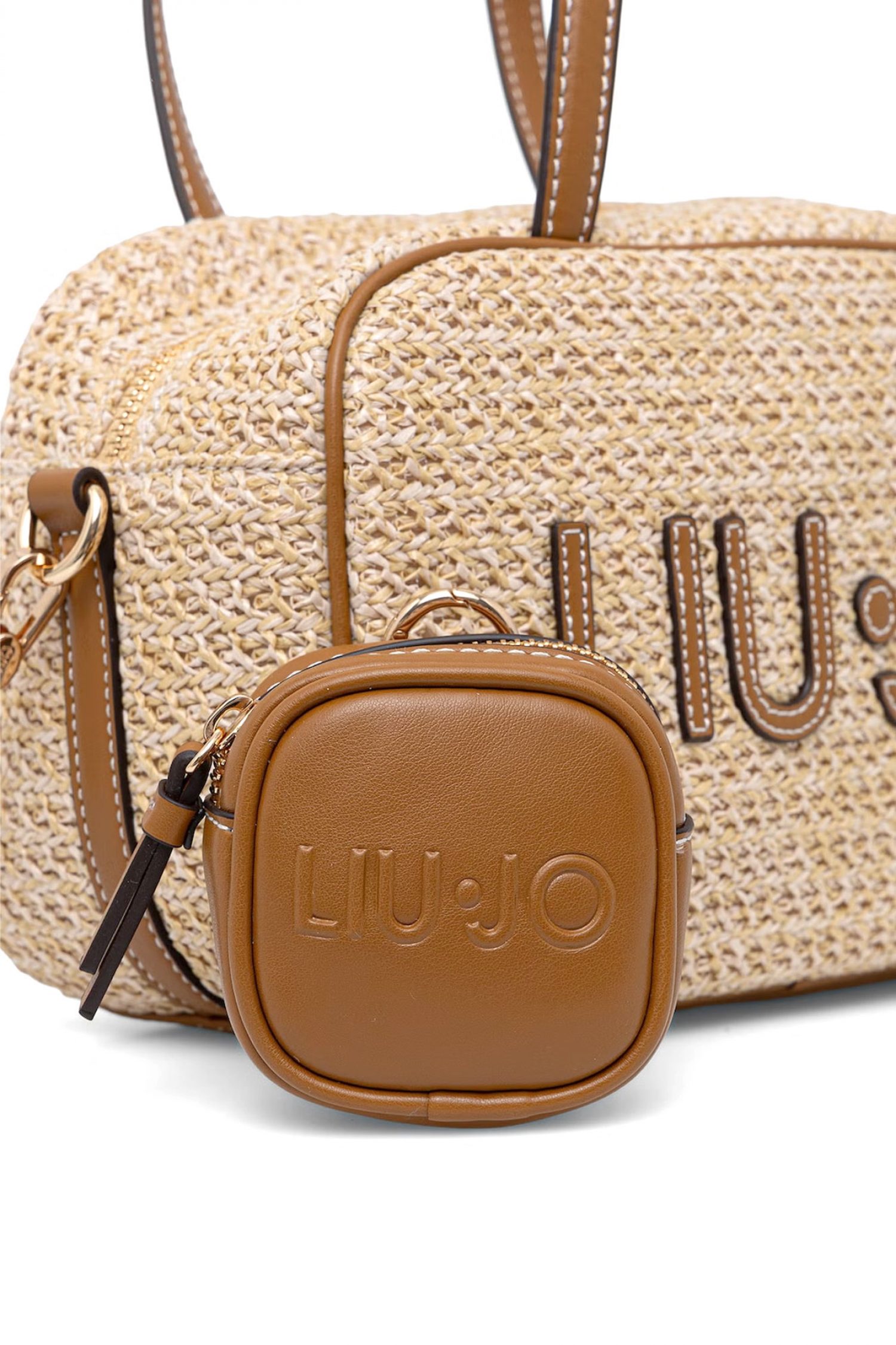 LIU-JO ΤΣΑΝΤΑ ΧΕΙΡΟΣ/CROSSBODY ΨΑΘΑ ΕΠΙΠΡΟΣΘΕΤΟ ΠΟΡΤΟΦΟΛΑΚΙ ΜΠΕΖ-ΚΑΦΕ