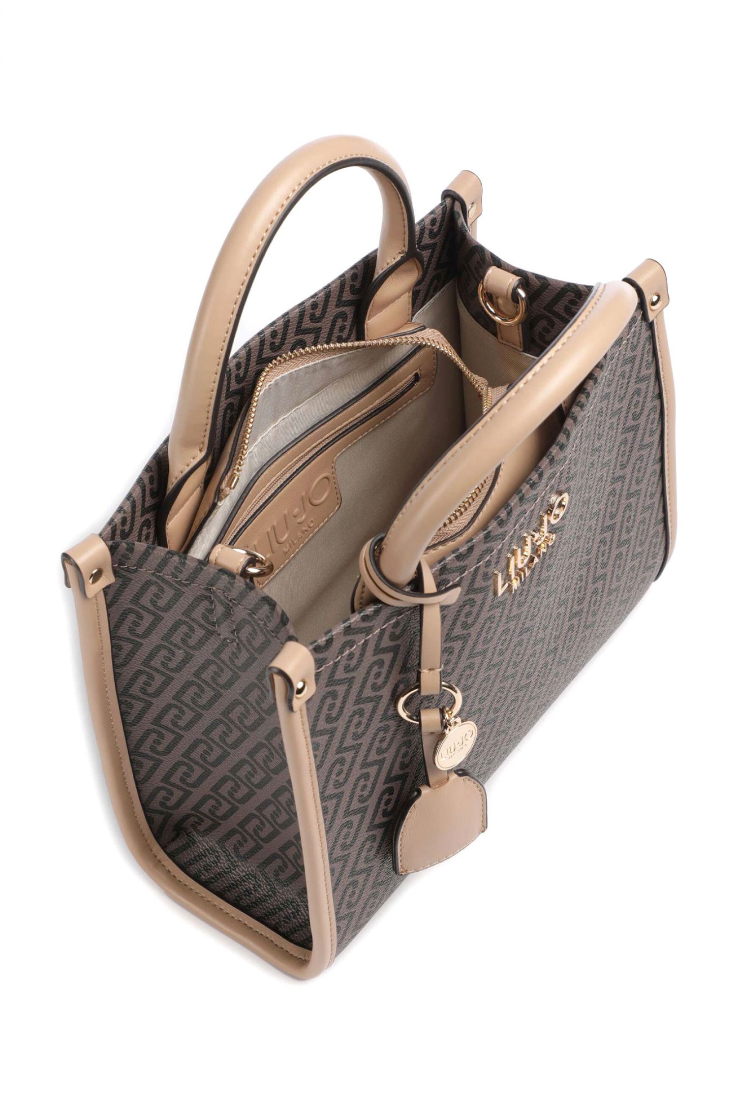 LIU-JO BETTER ΤΣΑΝΤΑ ΧΕΙΡΟΣ/CROSSBODY TOTE RIDHI ALL OVER LOGO ΚΑΦΕ