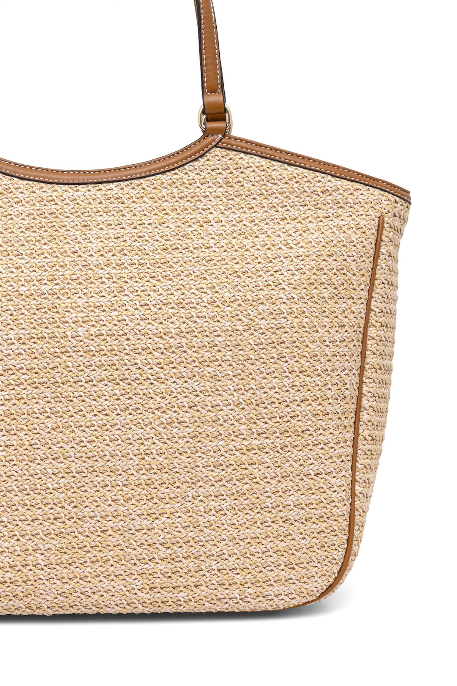 LIU-JO ΤΣΑΝΤΑ ΩΜΟΥ SHOPPER ΨΑΘΑ LOGO ΜΠΕΖ-ΚΑΦΕ