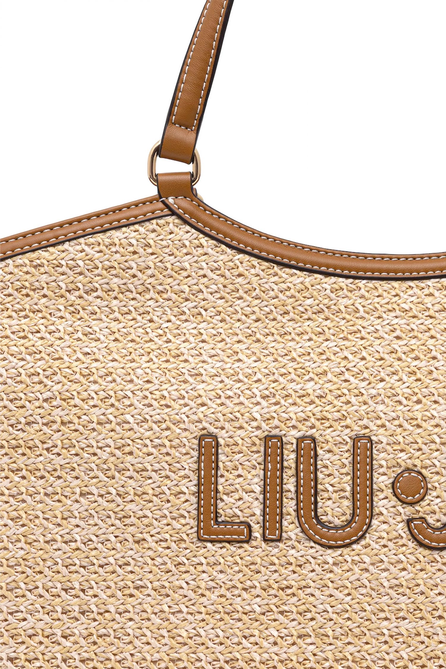 LIU-JO ΤΣΑΝΤΑ ΩΜΟΥ SHOPPER ΨΑΘΑ LOGO ΜΠΕΖ-ΚΑΦΕ