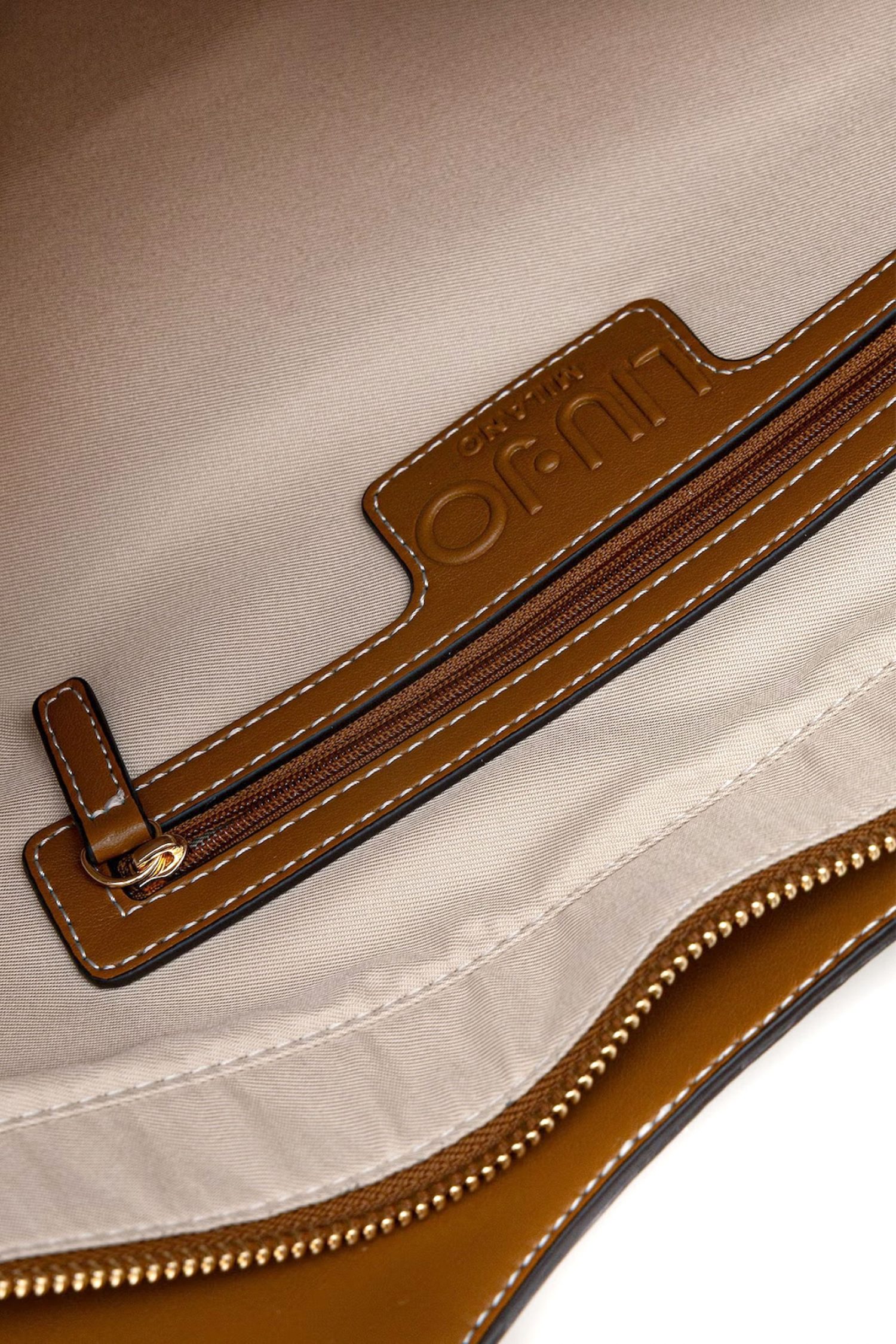 LIU-JO ΤΣΑΝΤΑ ΩΜΟΥ SHOPPER ΨΑΘΑ LOGO ΜΠΕΖ-ΚΑΦΕ