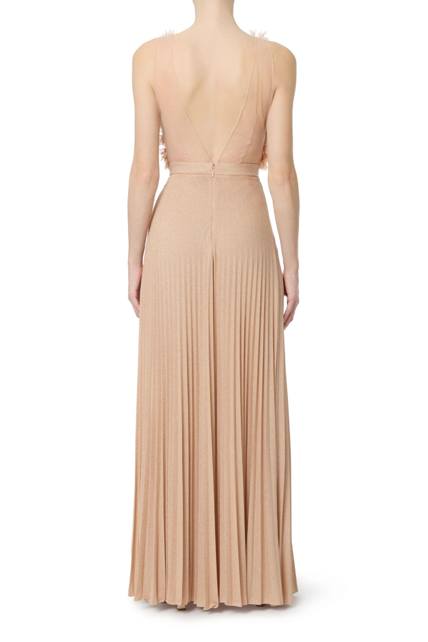 ELISABETTA FRANCHI ΦΟΡΕΜΑ MIDI RED CARPET ΑΝΟΙΧΤΗ ΠΛΑΤΗ ΠΛΙΣΕ ΑΝΟΙΓΜΑ ΚΑΤΩ ΣΟΜΟΝ