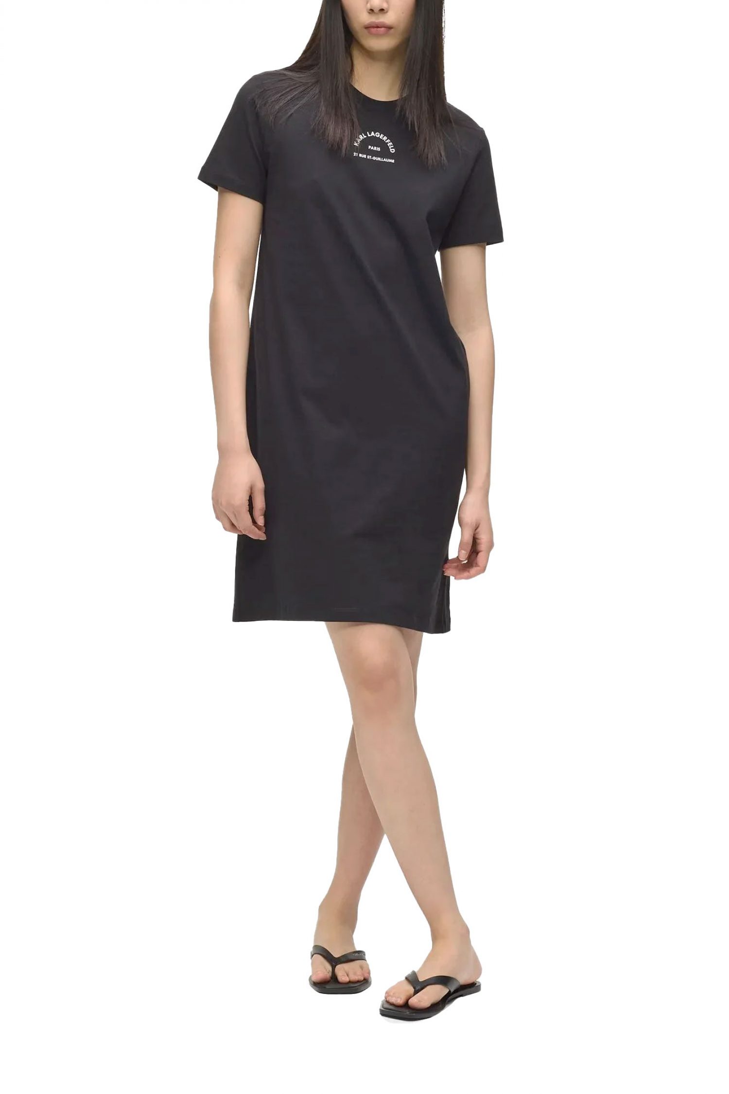 KARL LAGERFELD ΦΟΡΕΜΑ MIDI RSG T-SHIRT LOGO ΜΑΥΡΟ