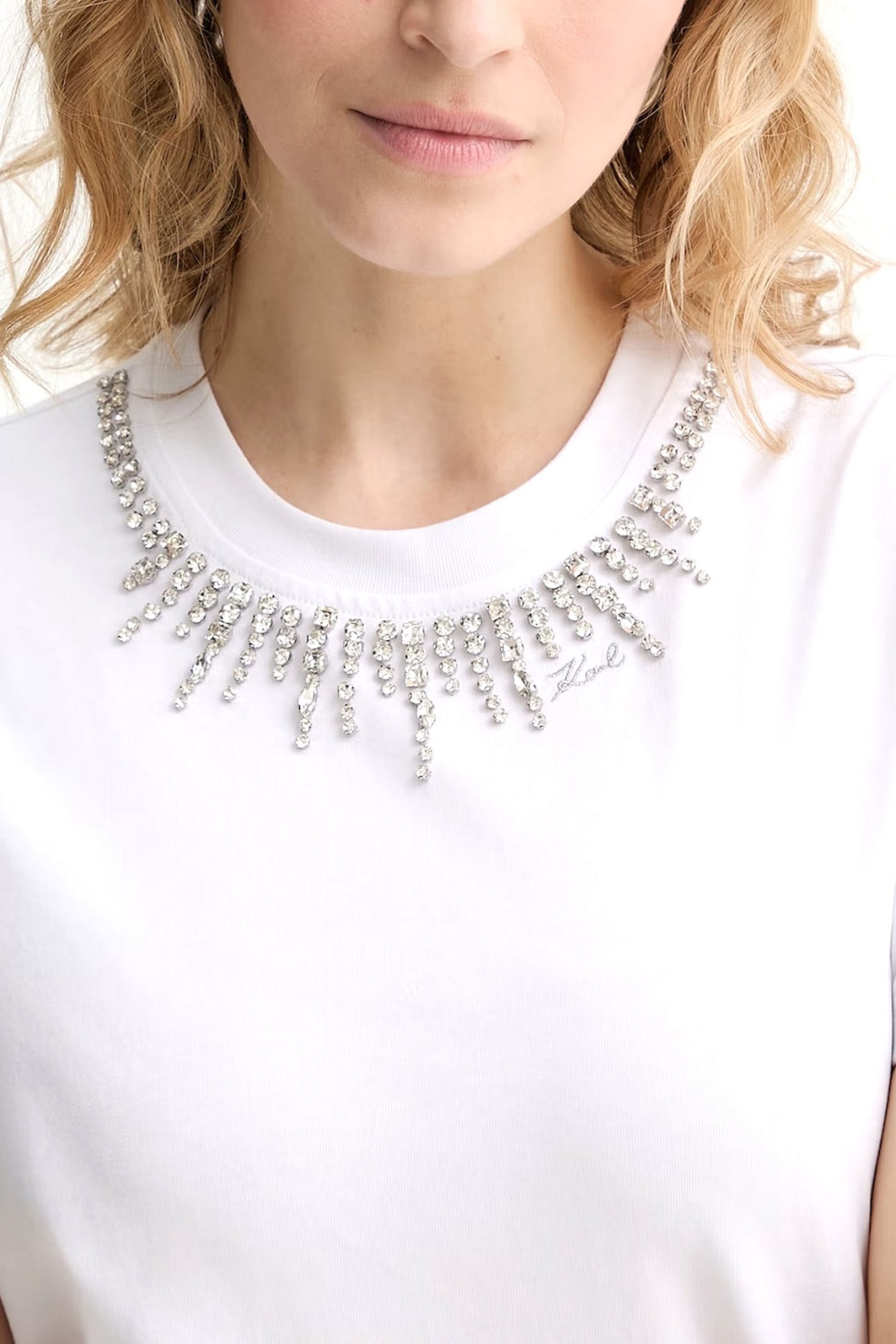 KARL LAGERFELD T-SHIRT EMBELLISHMENT RELAXED FIT ΛΕΥΚΟ