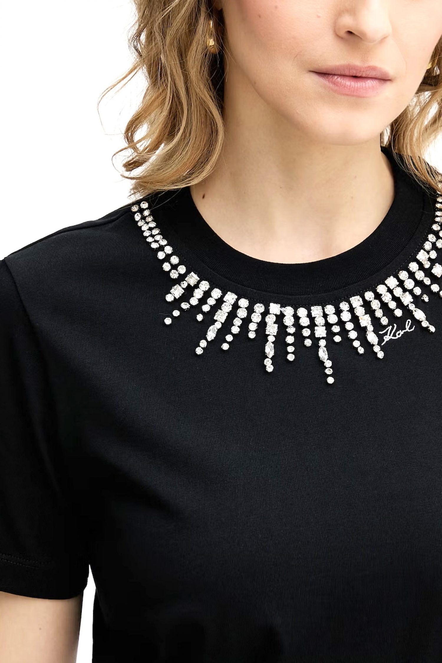 KARL LAGERFELD T-SHIRT EMBELLISHMENT RELAXED FIT ΜΑΥΡΟ