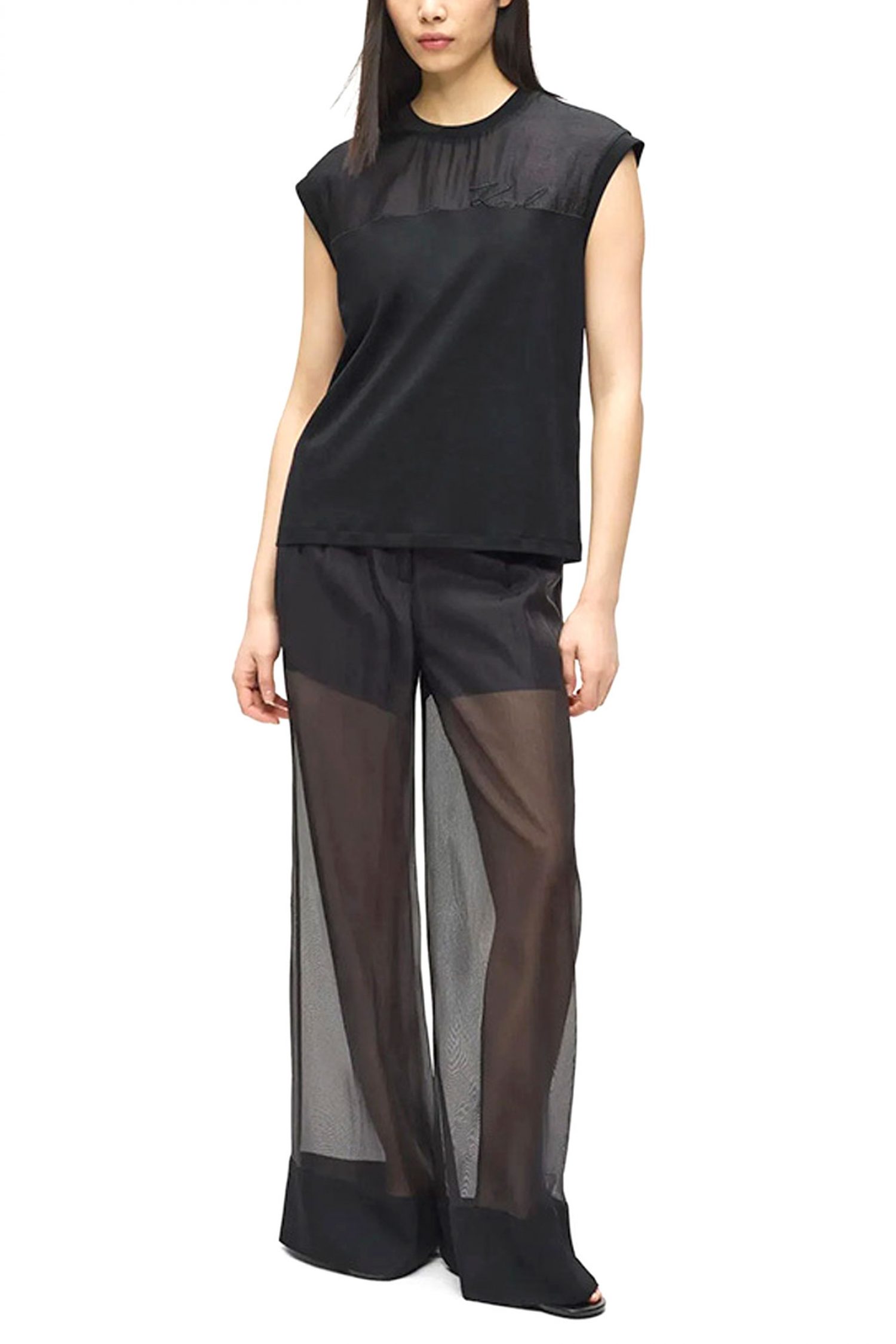 KARL LAGERFELD T-SHIRT SIGNATURE REGULAR FIT LOGO ΜΑΥΡΟ