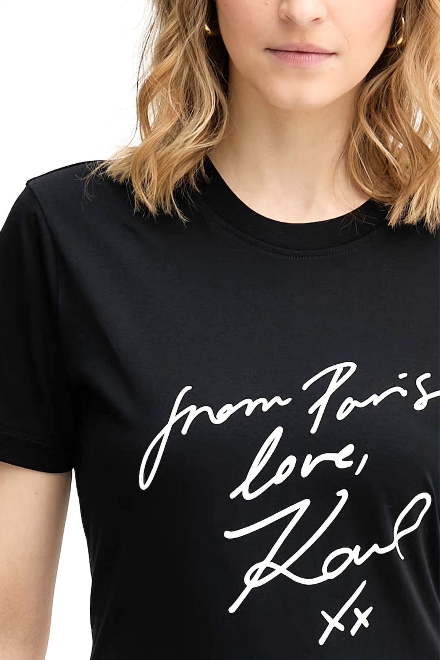 KARL LAGERFELD T-SHIRT WITH LOVE REGULAR FIT LOGO ΜΑΥΡΟ