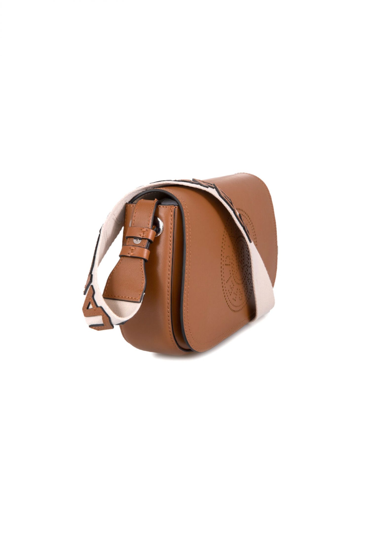 KARL LAGERFELD ΤΣΑΝΤΑ ΔΕΡΜΑ CROSSBODY K/CIRCLE SADDLE CB PERFORATED LOGO ΤΑΜΠΑ