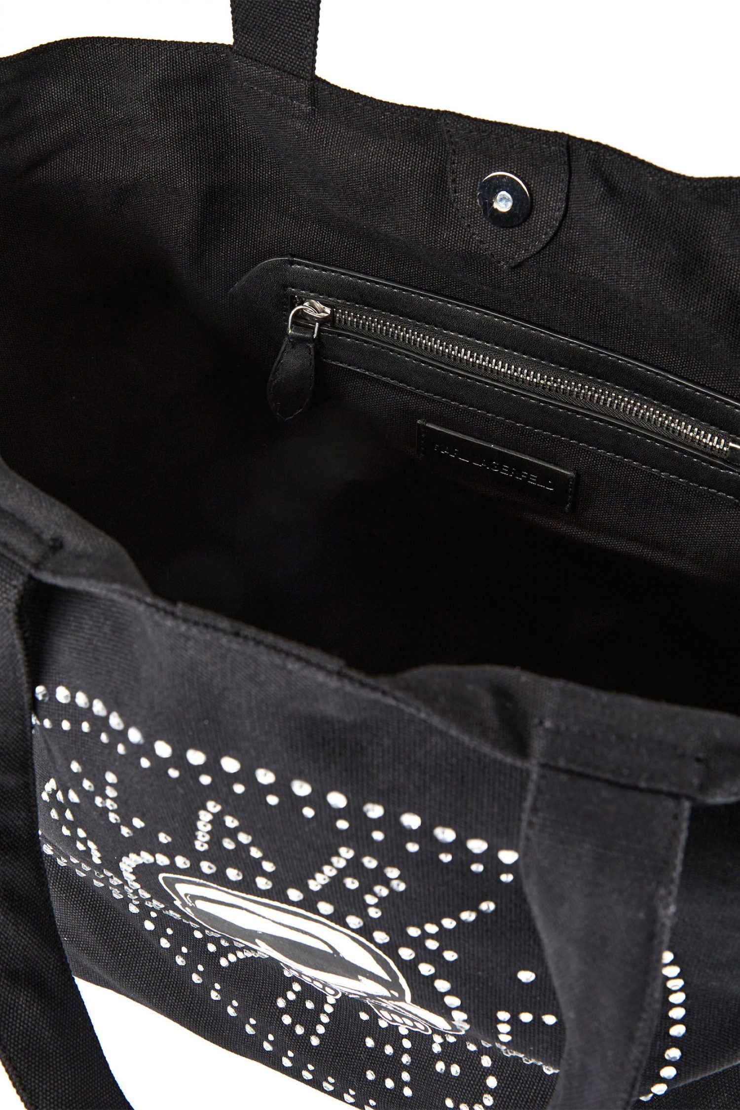 KARL LAGERFELD ΤΣΑΝΤΑ ΩΜΟΥ IKON CIRCLE RH SHOPPER LOGO ΣΤΡΑΣ ΜΑΥΡΟ φωτογραφία