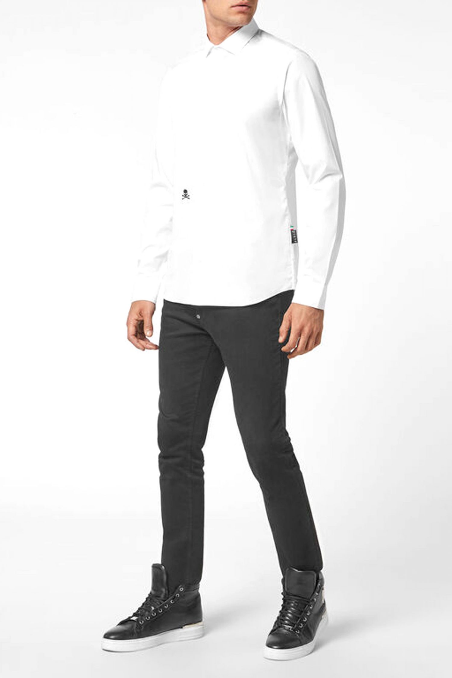 PHILLIP PLEIN ΠΟΥΚΑΜΙΣΟ SUGAR DADDY CUT LS ΛΕΥΚΟ