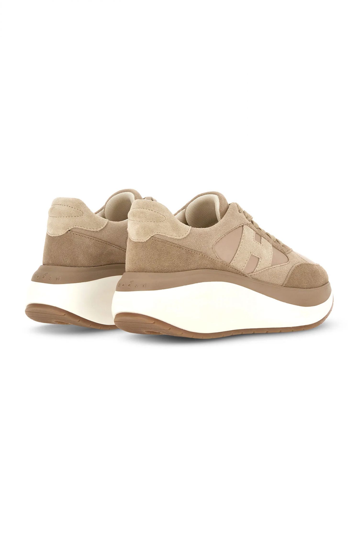 HOGAN ΠΑΠΟΥΤΣΙΑ SNEAKERS ΔΕΡΜΑ H714 ALLACCIATO H ΚΑΦΕ-ΜΠΕΖ