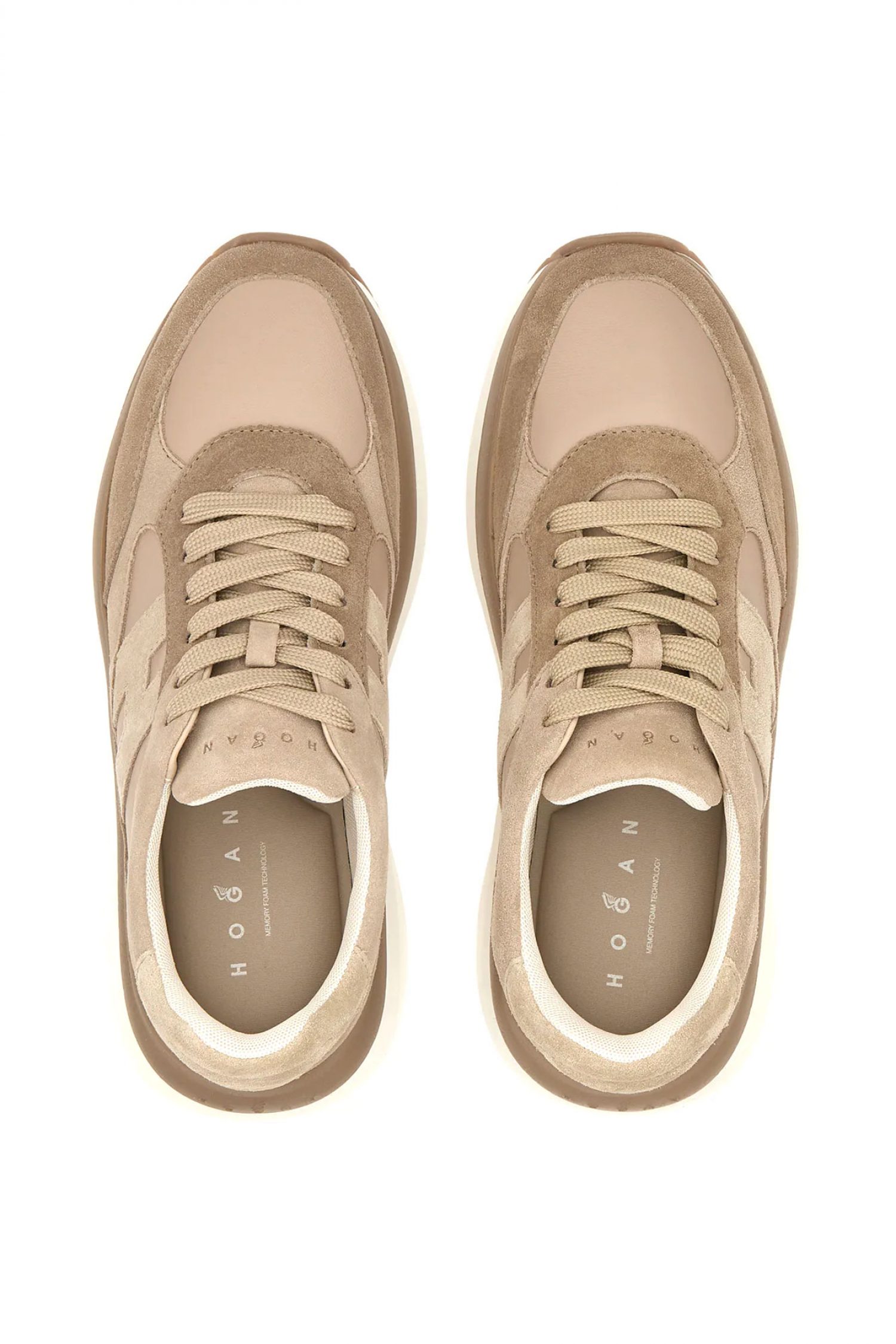 HOGAN ΠΑΠΟΥΤΣΙΑ SNEAKERS ΔΕΡΜΑ H714 ALLACCIATO H ΚΑΦΕ-ΜΠΕΖ