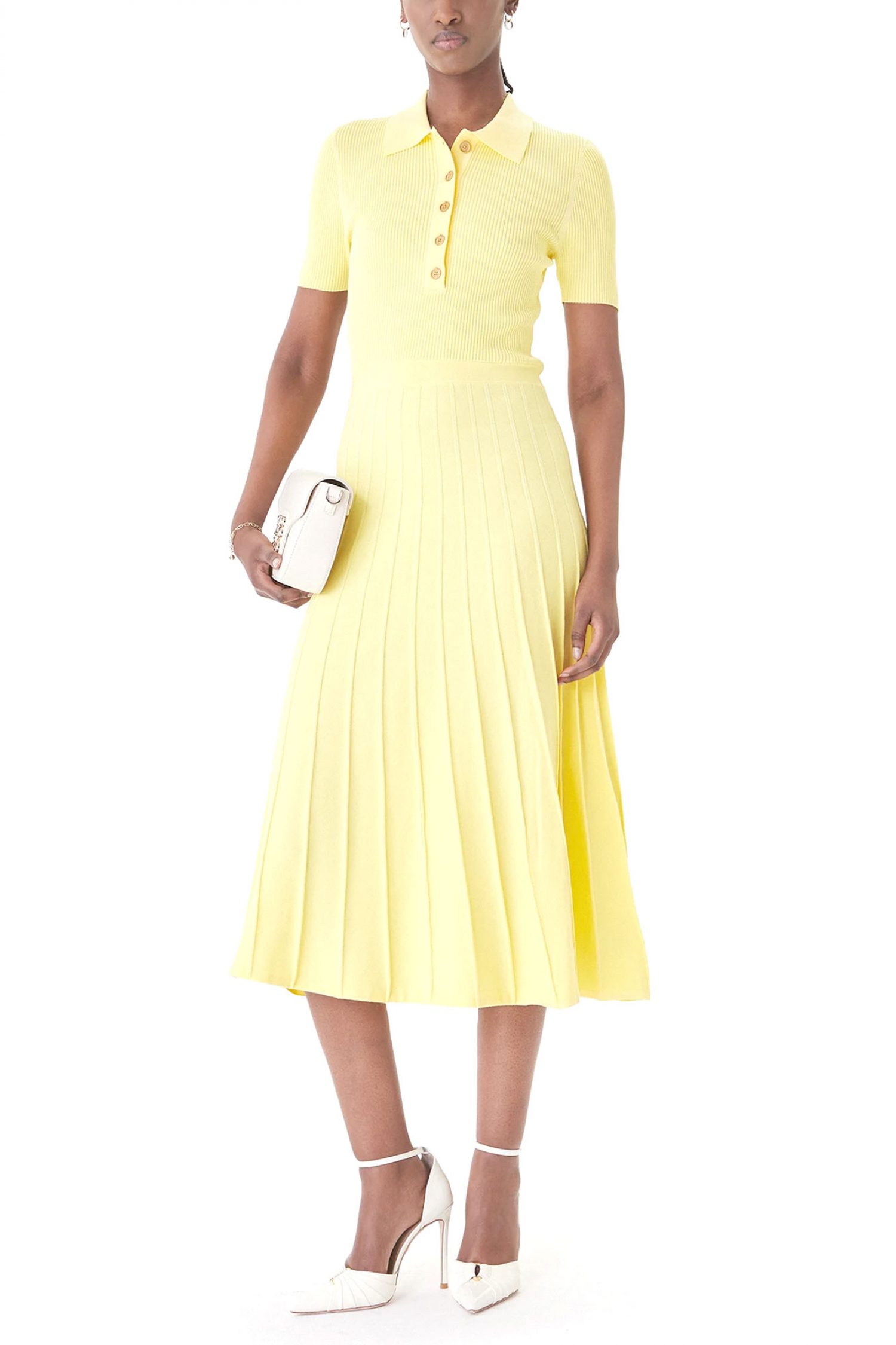 MICHAEL KORS ΦΟΡΕΜΑ MIDI POLO ΠΙΕΤΑ ΚΙΤΡΙΝΟ