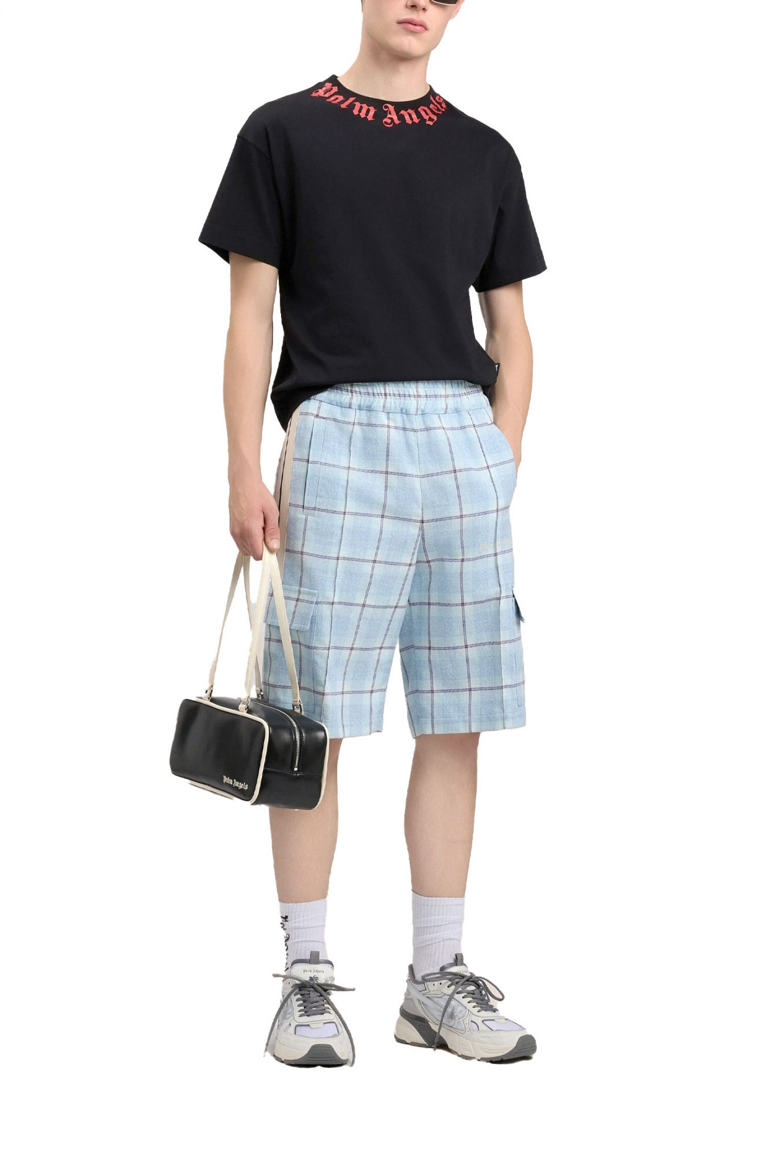 PALM ANGELS T-SHIRT M NECK LOGO REGULAR TEE ΜΑΥΡΟ φωτογραφία