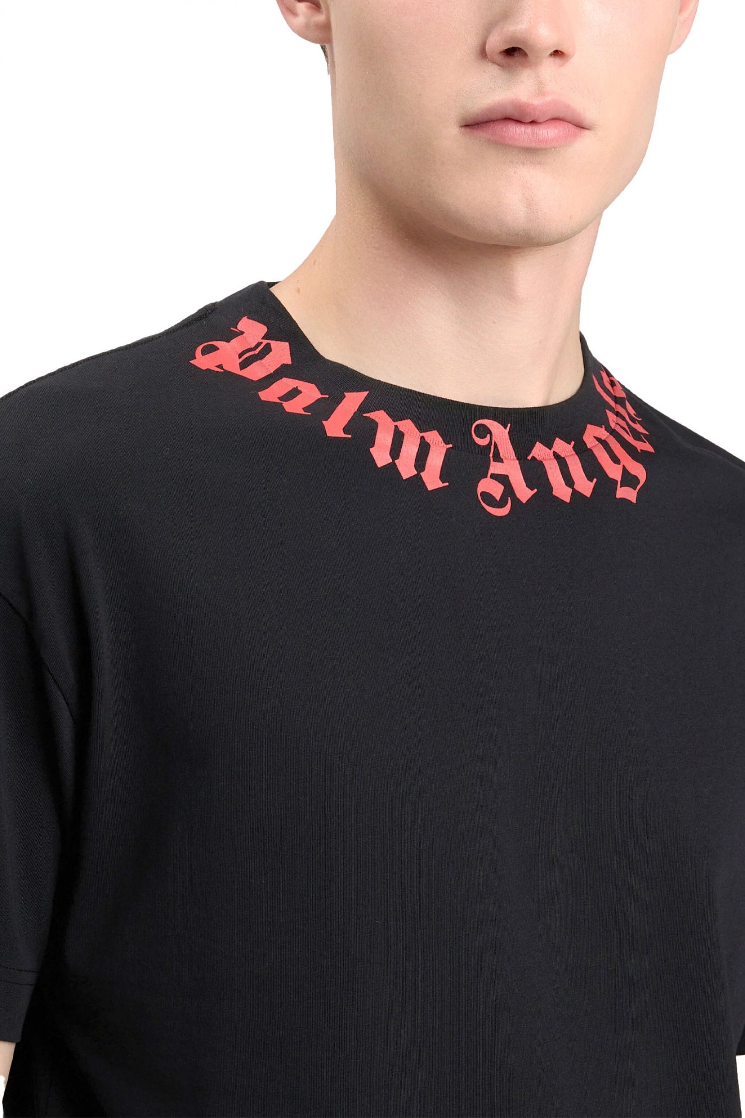 PALM ANGELS T-SHIRT M NECK LOGO REGULAR TEE ΜΑΥΡΟ φωτογραφία