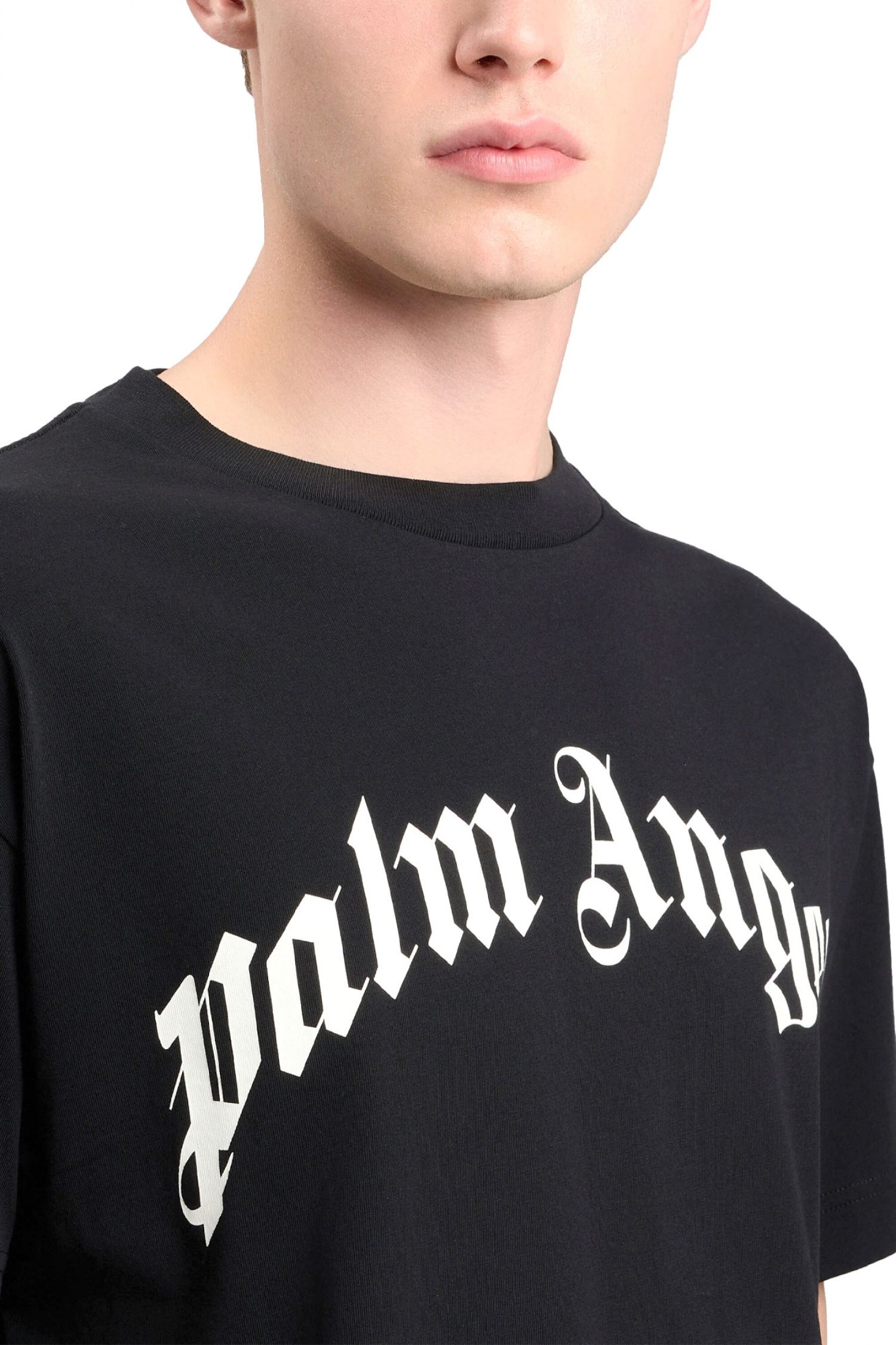 PALM ANGELS T-SHIRT CURVED LOGO REGULAR TEE ΜΑΥΡΟ φωτογραφία