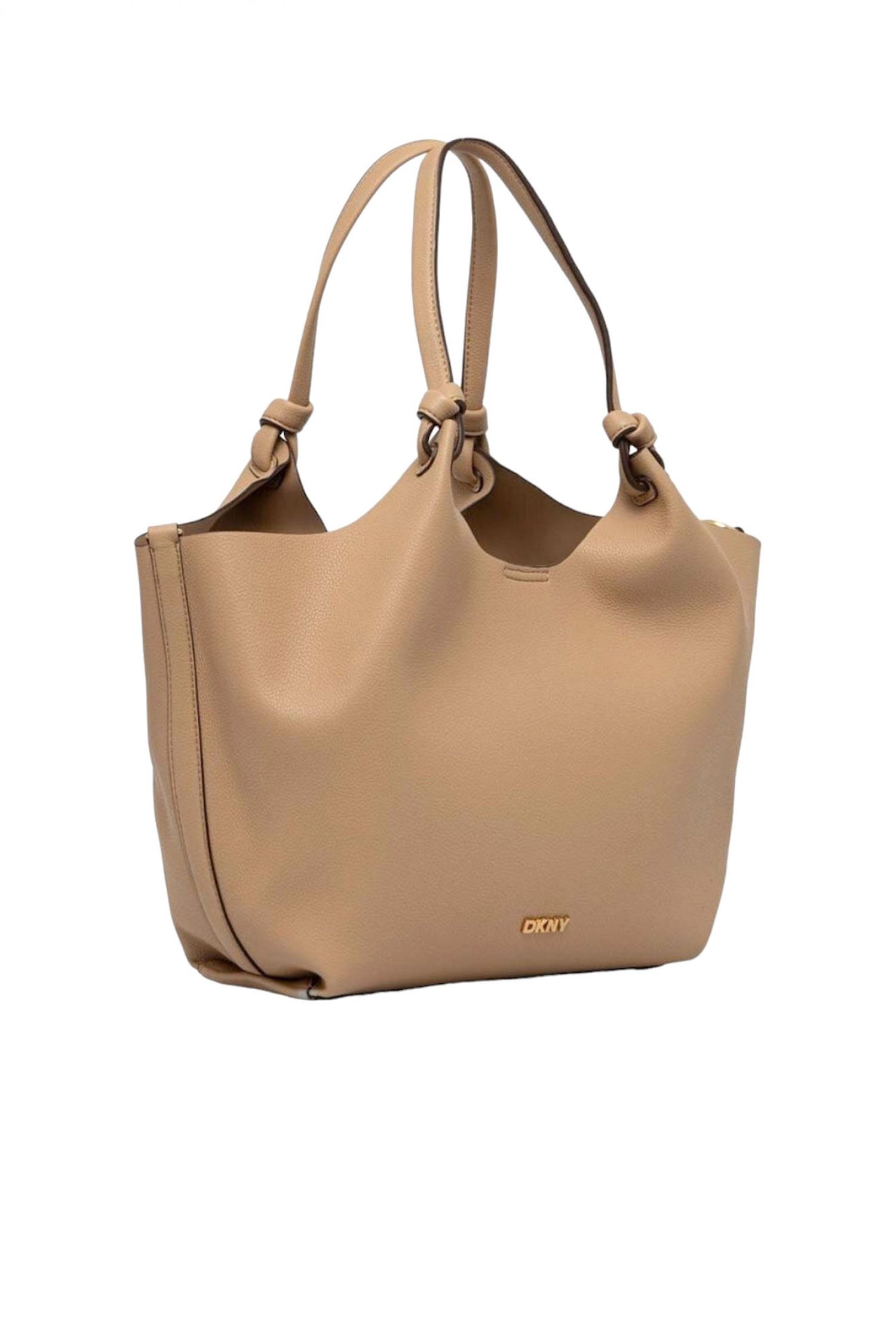 DKNY ΤΣΑΝΤΑ ΩΜΟΥ PAULA TOTE LOGO ΜΕΤΑΛΛΙΚΟ ΕΠΙΠΡΟΣΘΕΤΟ ΤΣΑΝΤΑΚΙ ΜΠΕΖ